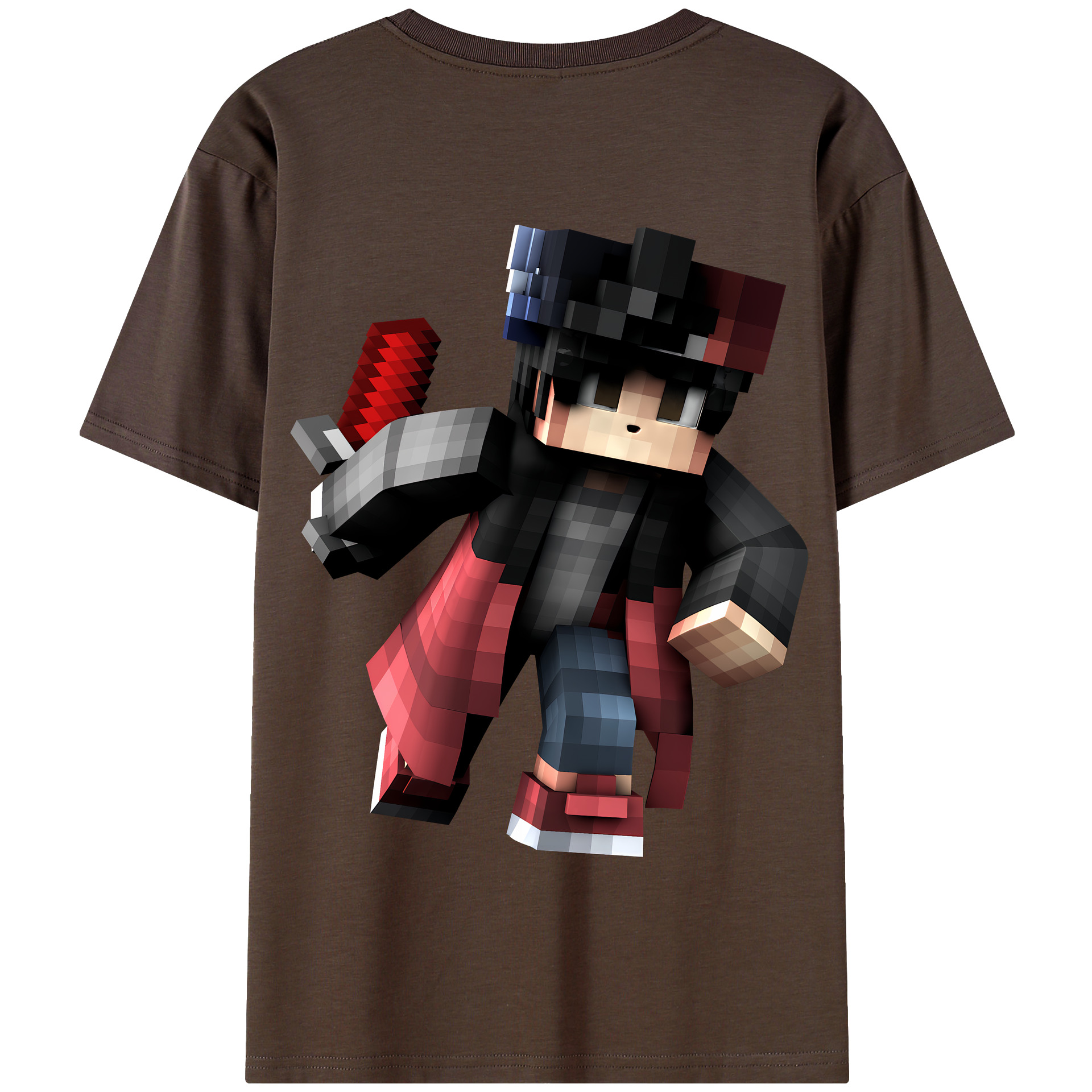（画像用） マインクラフト ブロックの世界 Minecraft MC Block world 綿100％半袖Tシャツ（背面プリント）