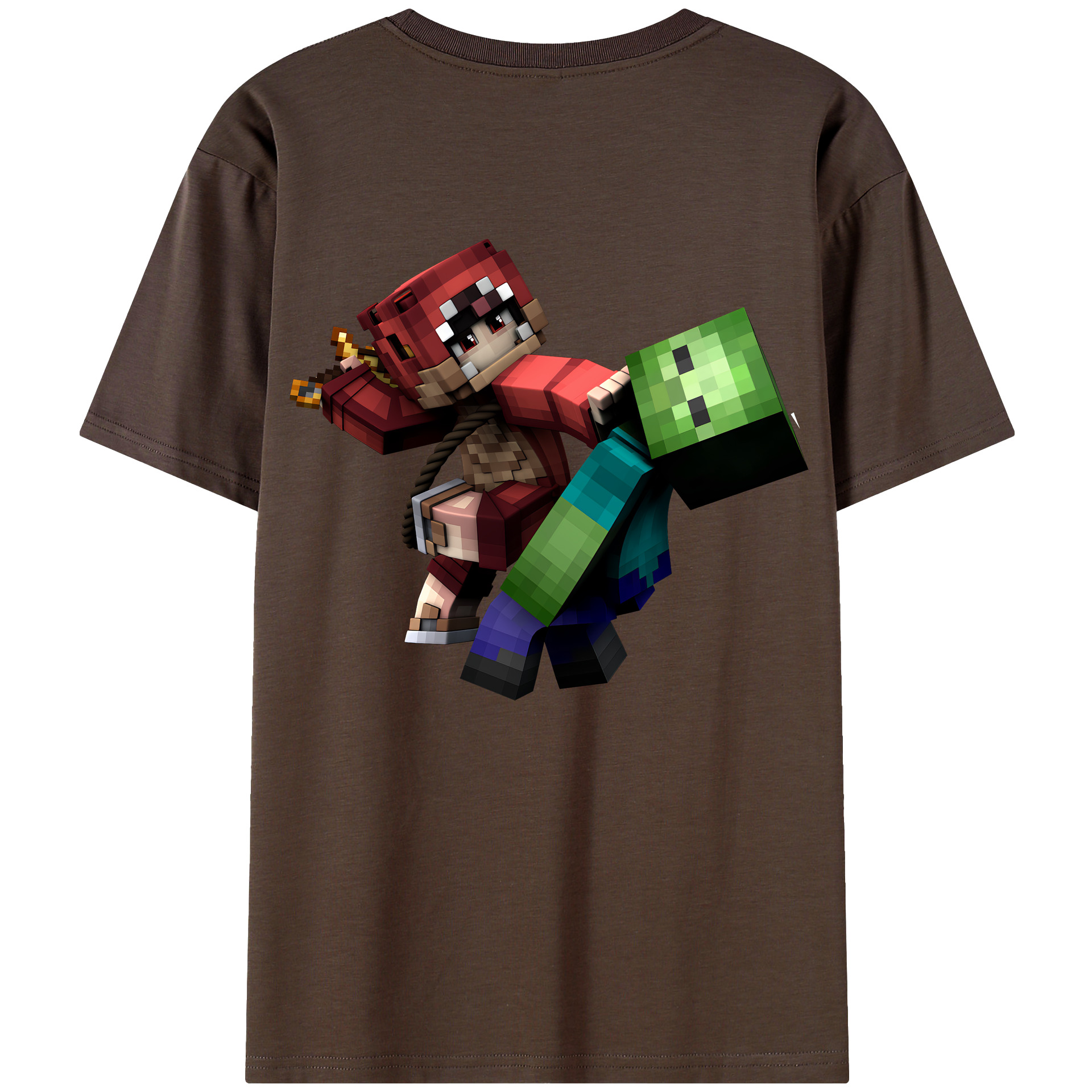 （画像用） マインクラフト ブロックの世界 Minecraft MC Block world 綿100％半袖Tシャツ（背面プリント）