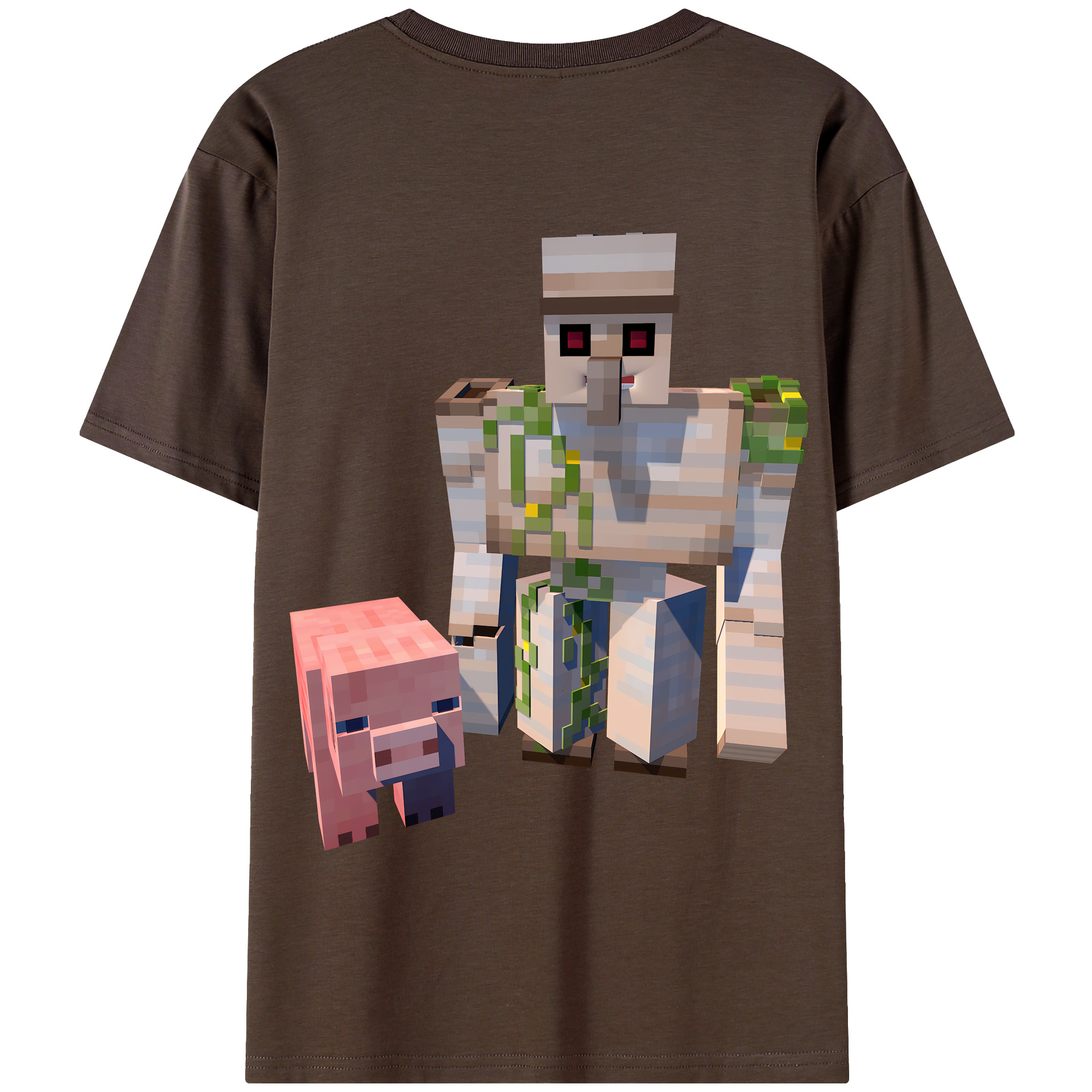 （画像用） マインクラフト ブロックの世界 Minecraft MC Block world 綿100％半袖Tシャツ（背面プリント）
