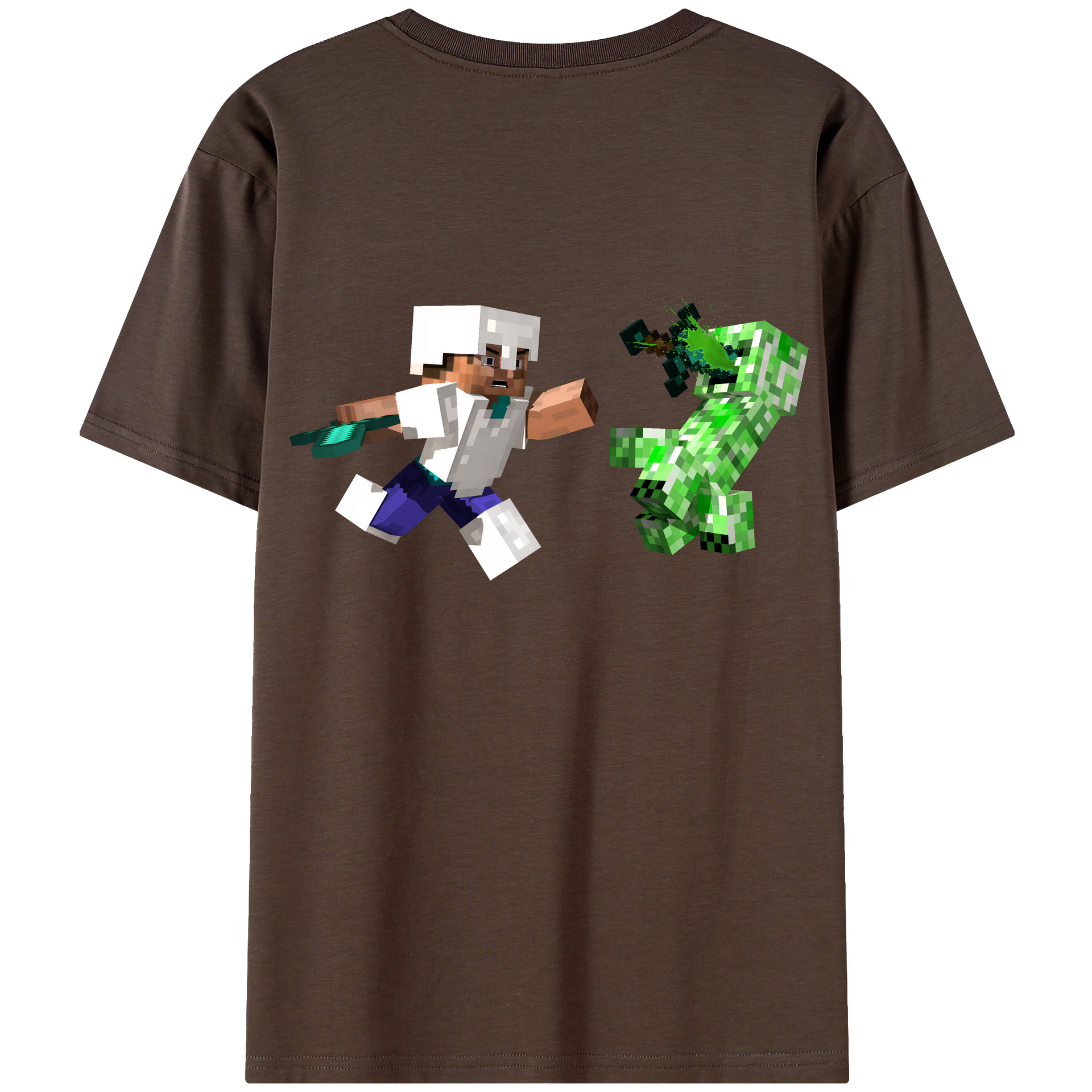 （画像用） マインクラフト ブロックの世界 Minecraft MC Block world 綿100％半袖Tシャツ（背面プリント）