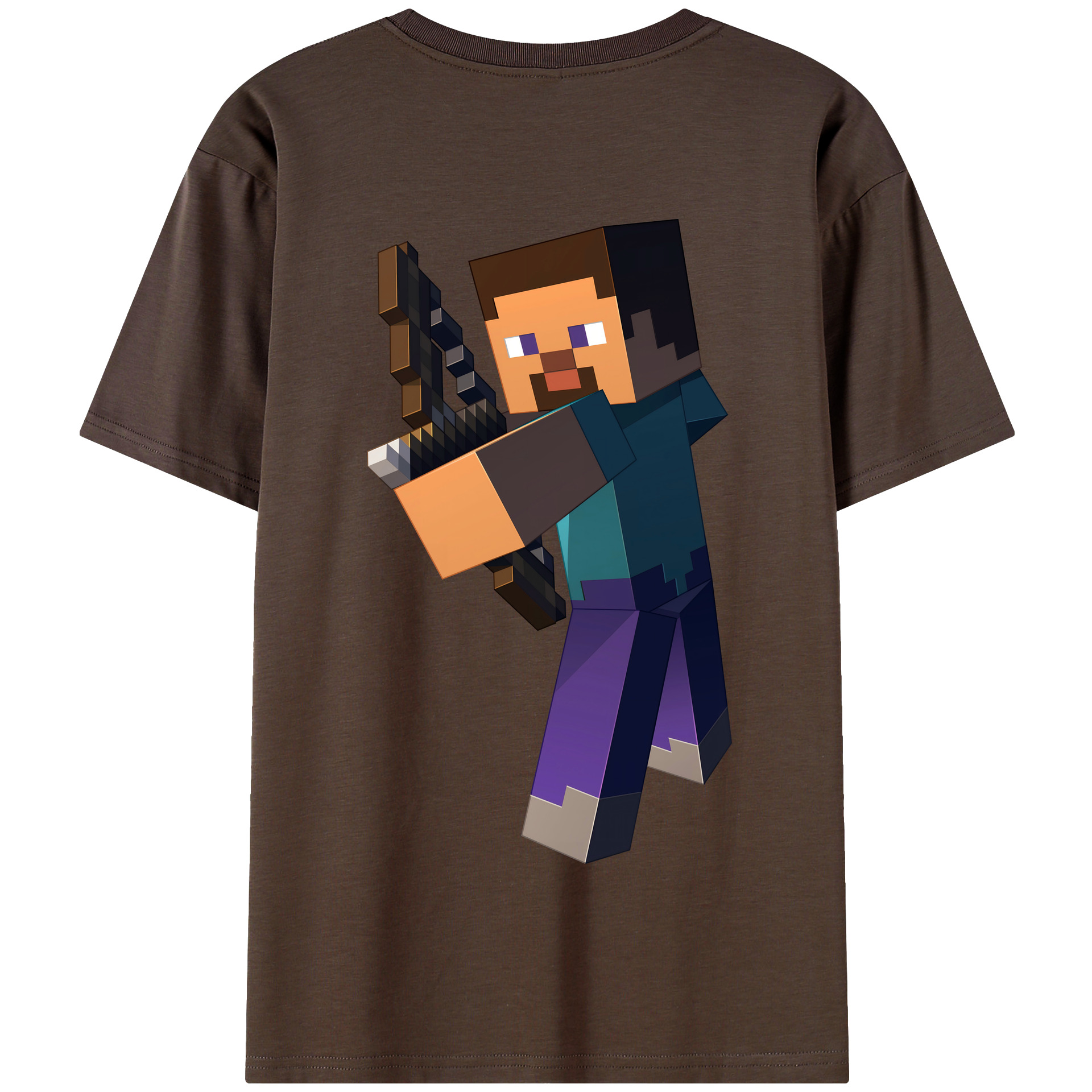 （画像用） マインクラフト ブロックの世界 Minecraft MC Block world 綿100％半袖Tシャツ（背面プリント）