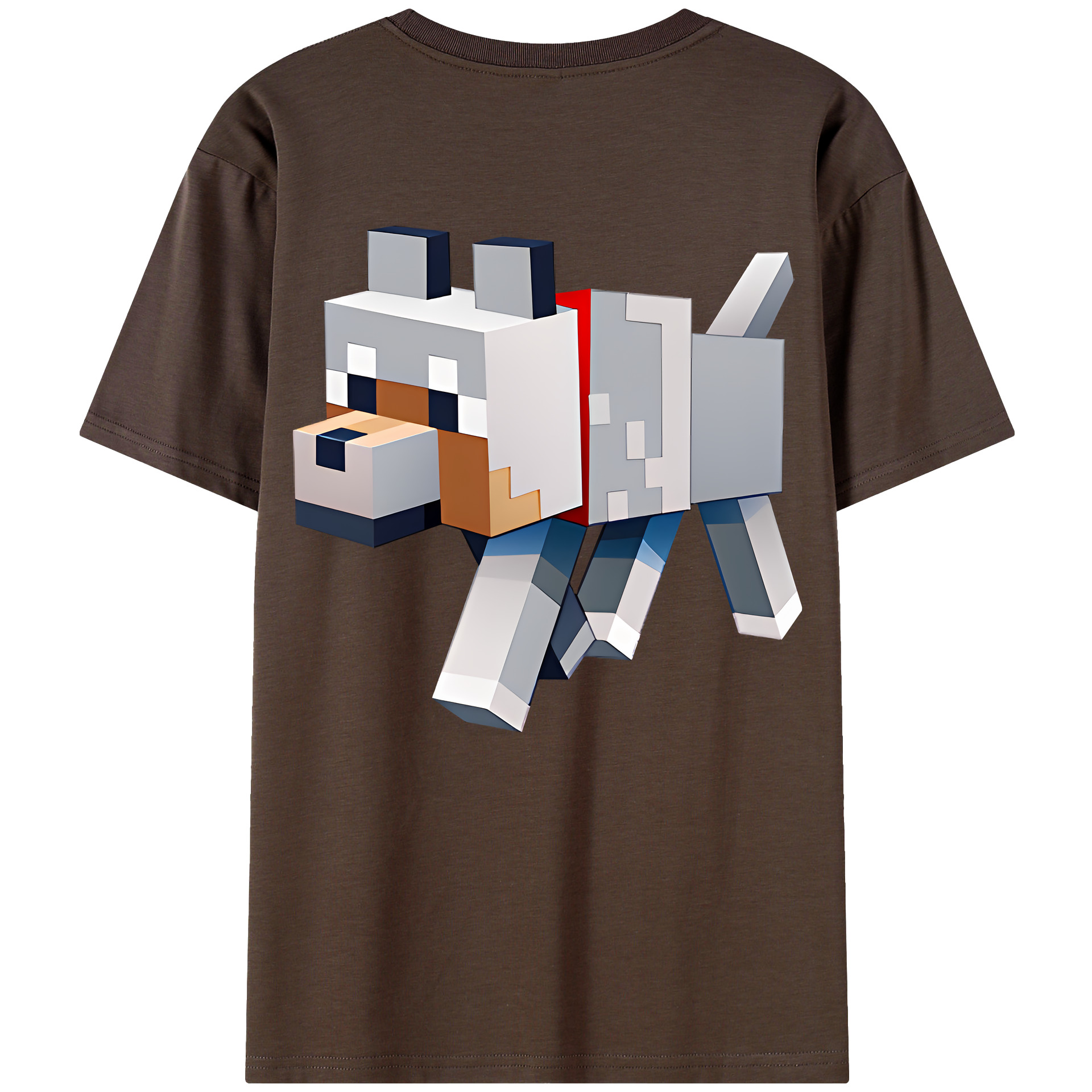 （画像用） マインクラフト ブロックの世界 Minecraft MC Block world 綿100％半袖Tシャツ（背面プリント）