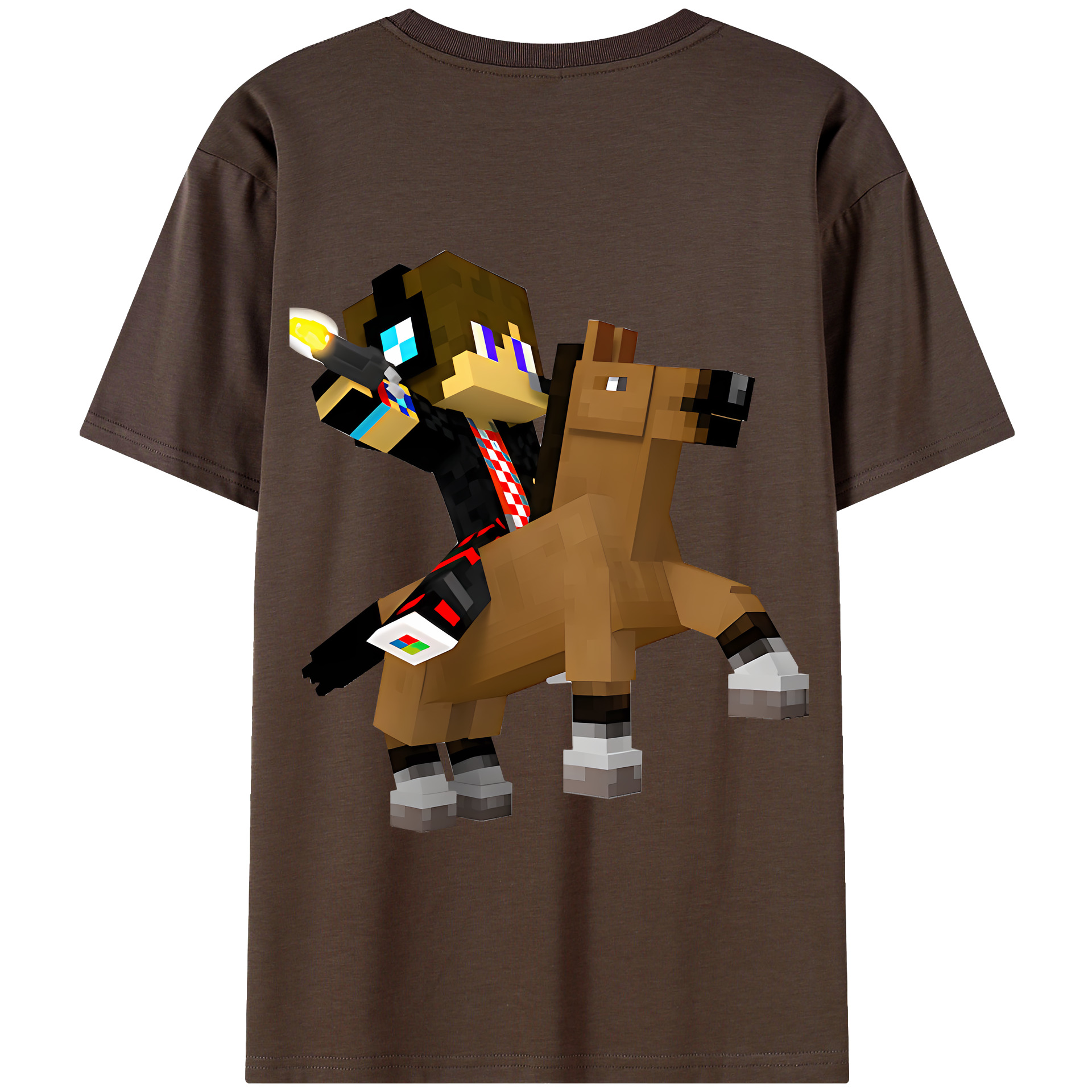 （画像用） マインクラフト ブロックの世界 Minecraft MC Block world 綿100％半袖Tシャツ（背面プリント）