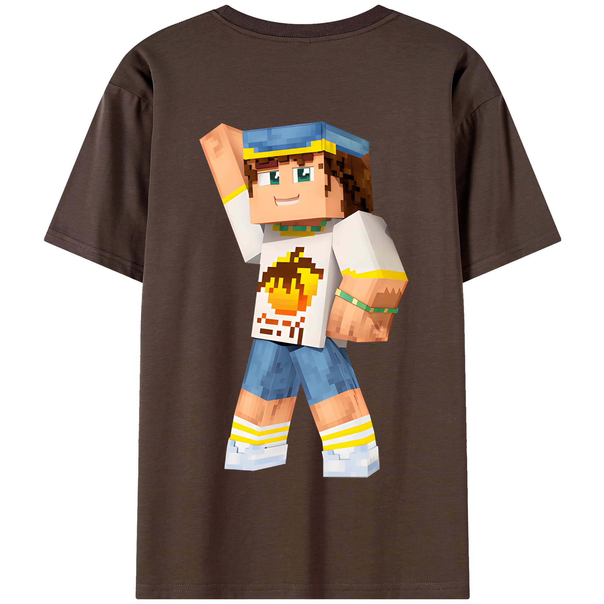 （画像用） マインクラフト ブロックの世界 Minecraft MC Block world 綿100％半袖Tシャツ（背面プリント）