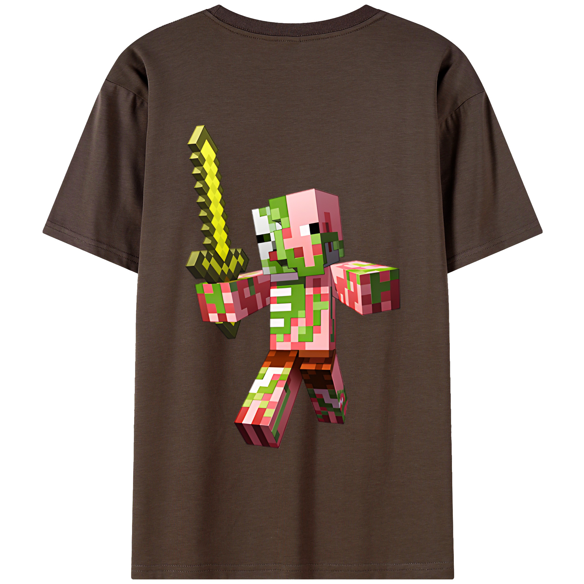 （画像用） マインクラフト ブロックの世界 Minecraft MC Block world 綿100％半袖Tシャツ（背面プリント）