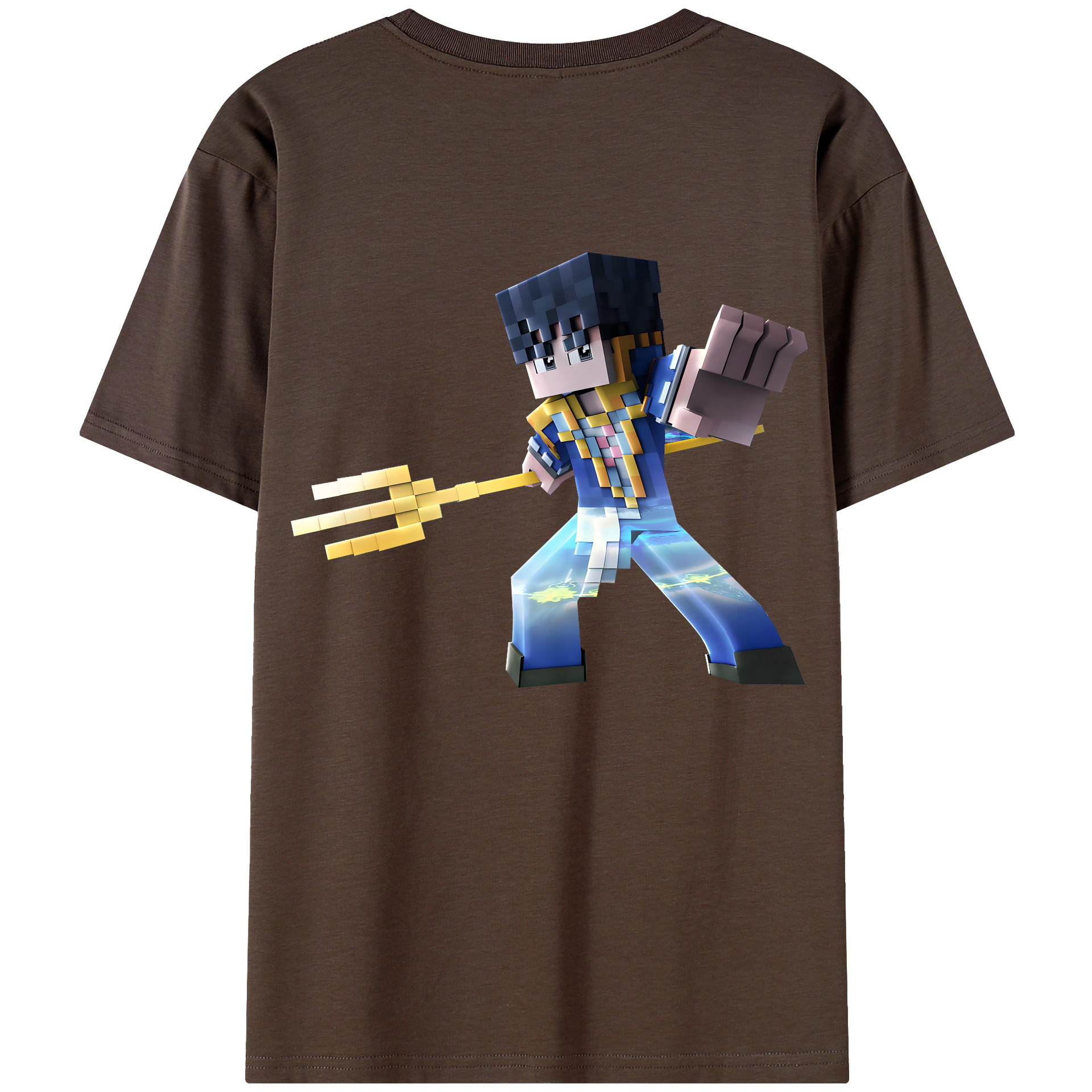 （画像用） マインクラフト ブロックの世界 Minecraft MC Block world 綿100％半袖Tシャツ（背面プリント）