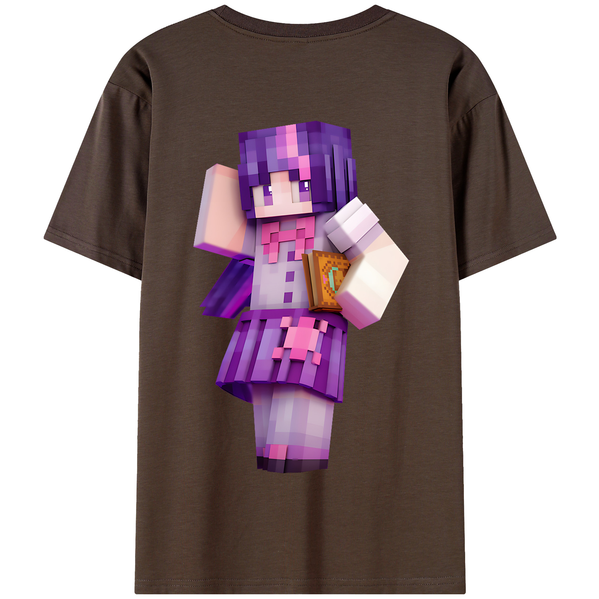 （画像用） マインクラフト ブロックの世界 Minecraft MC Block world 綿100％半袖Tシャツ（背面プリント）