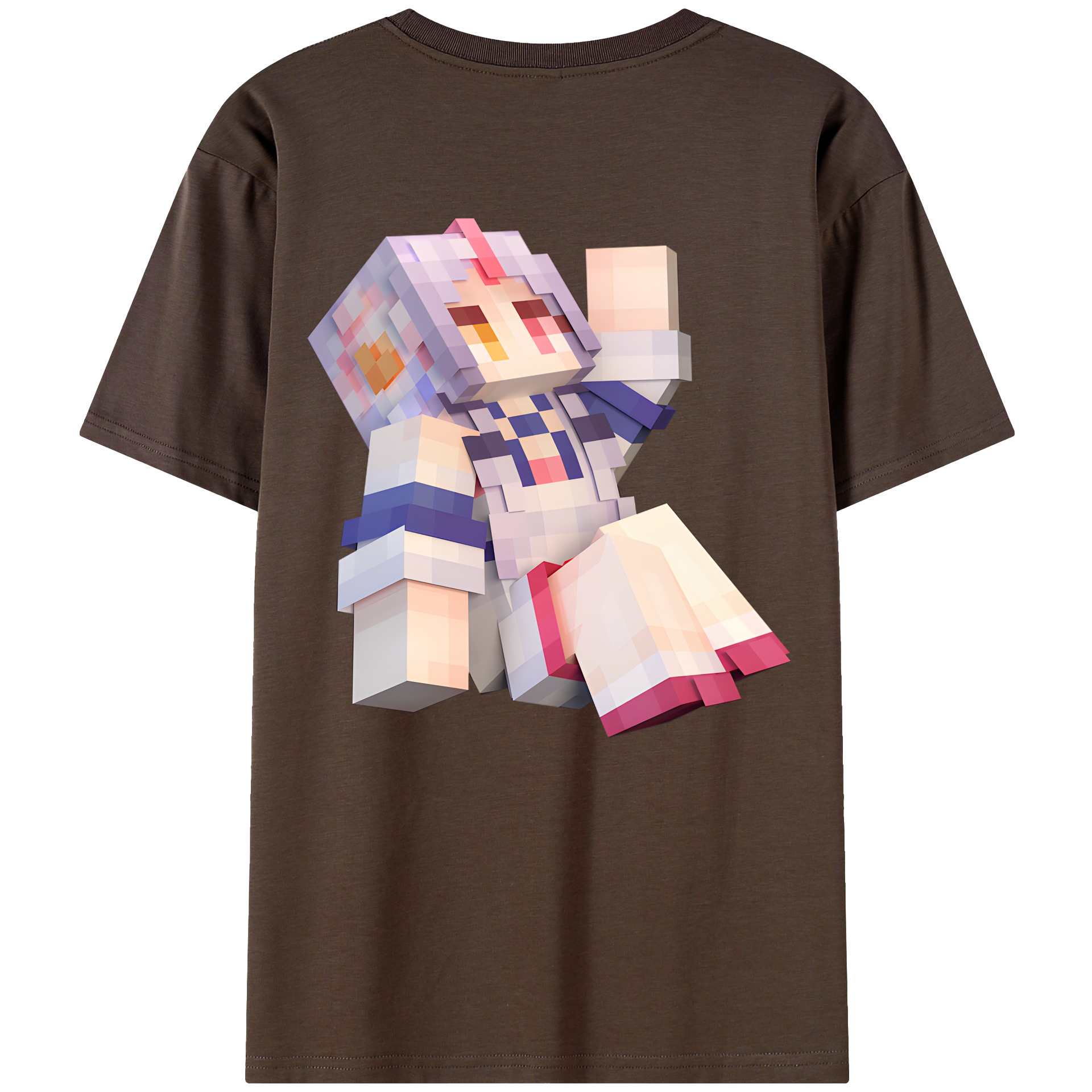 （画像用） マインクラフト ブロックの世界 Minecraft MC Block world 綿100％半袖Tシャツ（背面プリント）