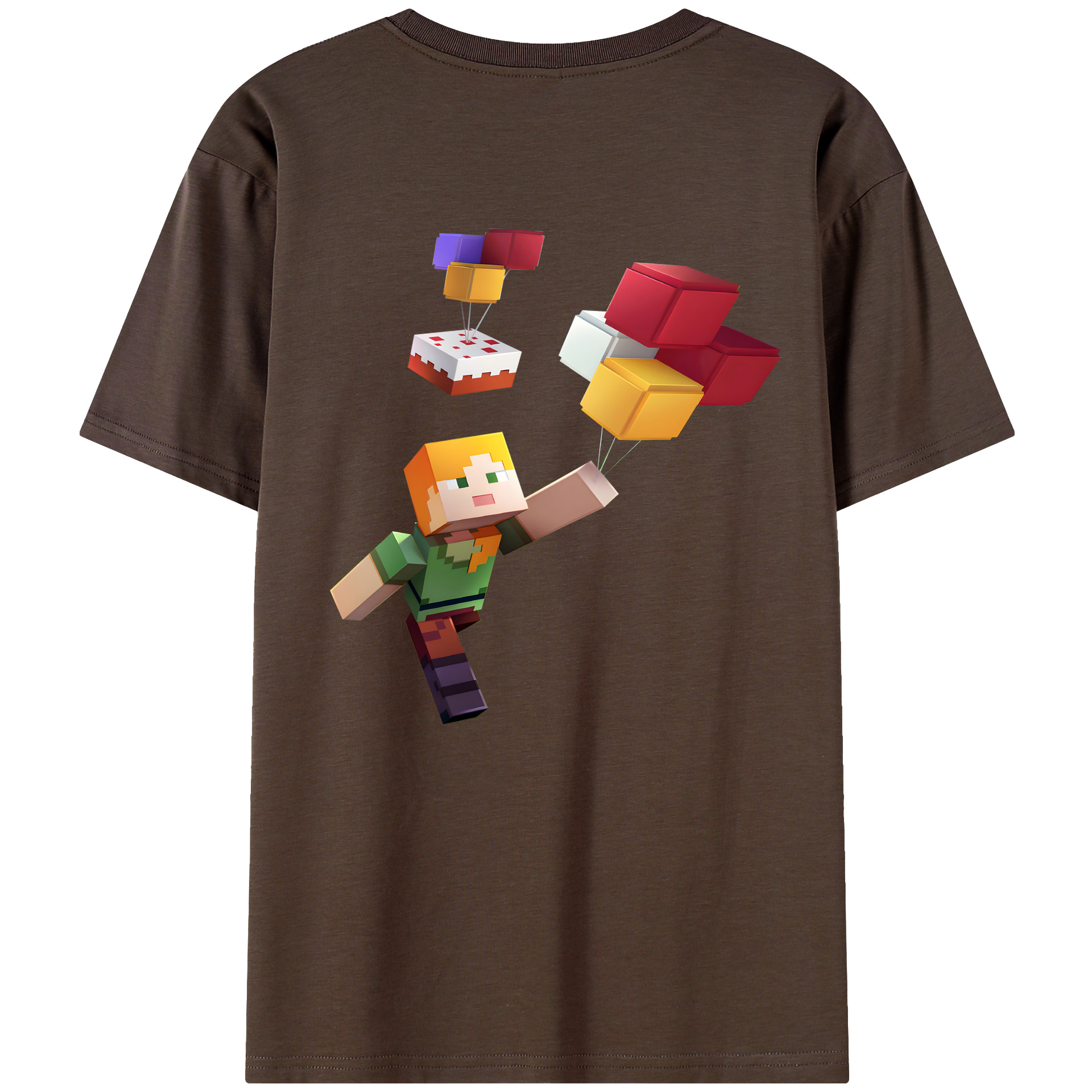 （画像用） マインクラフト ブロックの世界 Minecraft MC Block world 綿100％半袖Tシャツ（背面プリント）