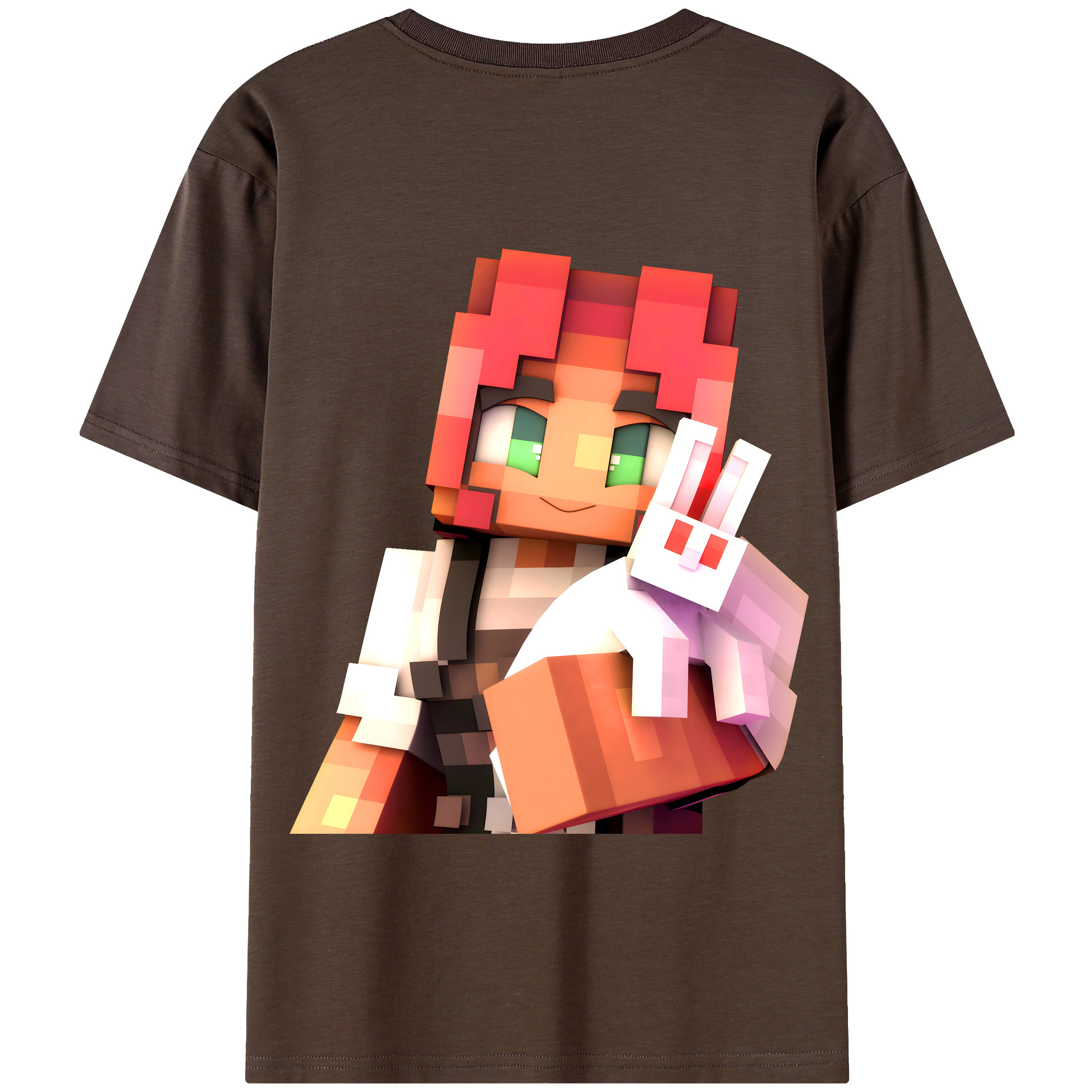（画像用） マインクラフト ブロックの世界 Minecraft MC Block world 綿100％半袖Tシャツ（背面プリント）