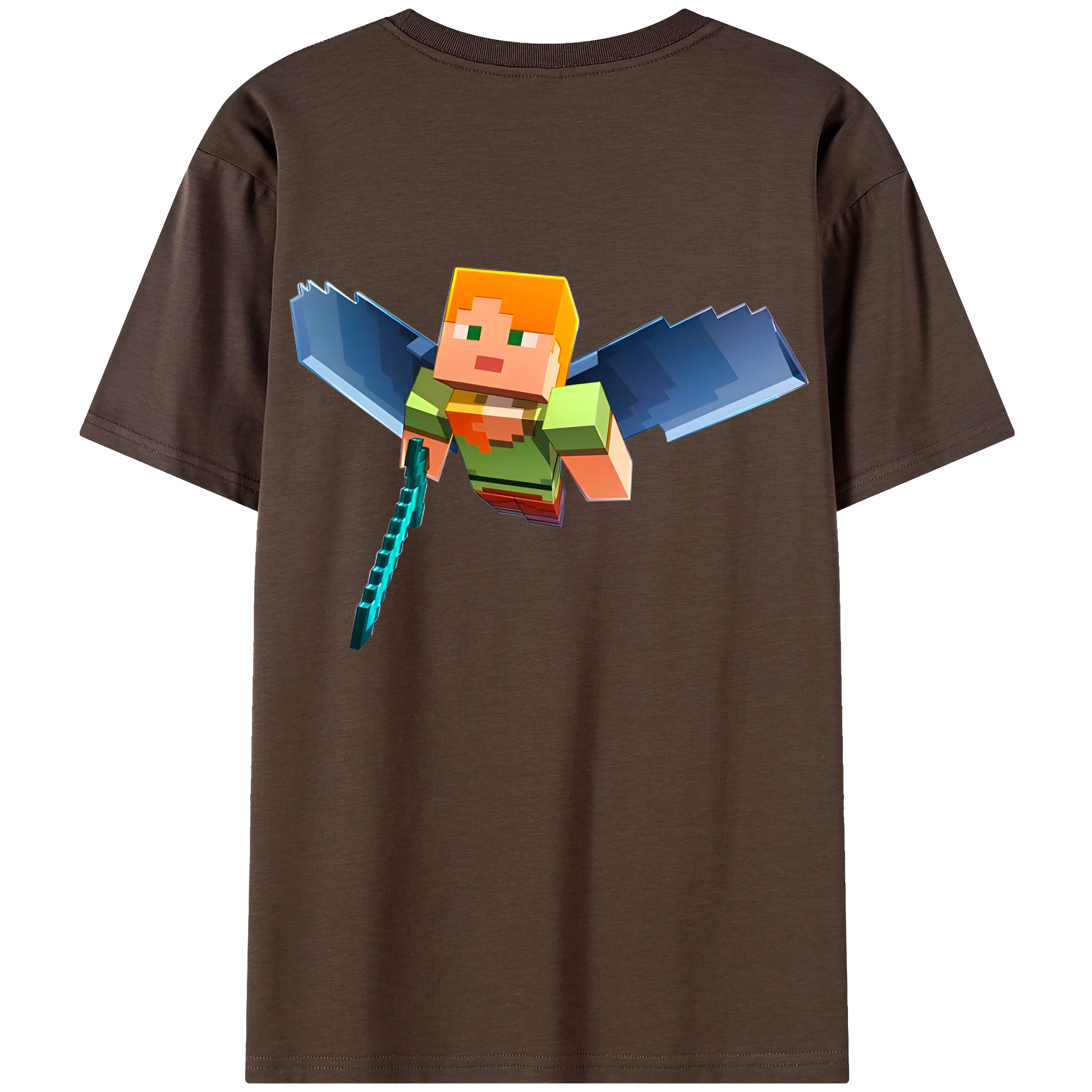 （画像用） マインクラフト ブロックの世界 Minecraft MC Block world 綿100％半袖Tシャツ（背面プリント）