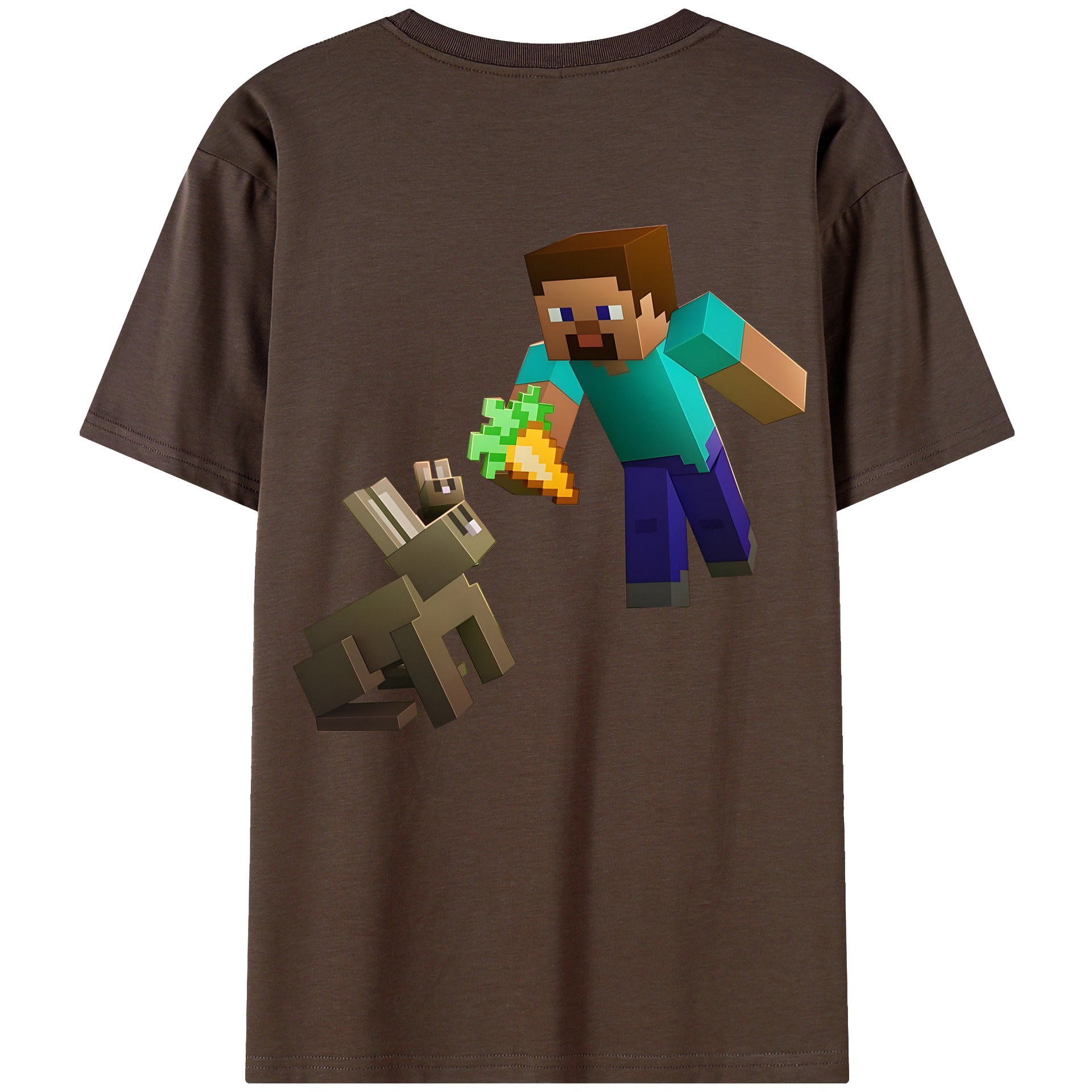 （画像用） マインクラフト ブロックの世界 Minecraft MC Block world 綿100％半袖Tシャツ（背面プリント）