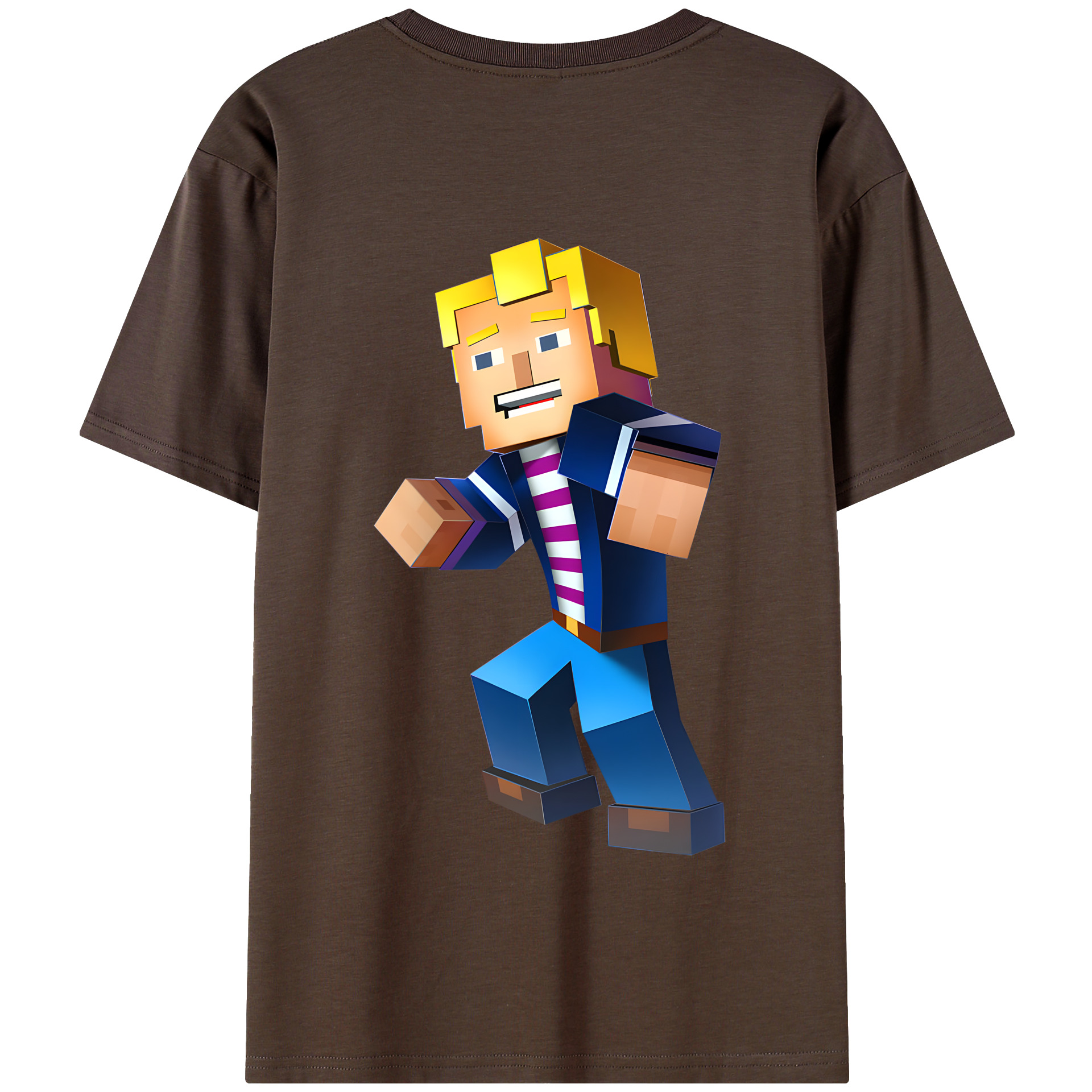 （画像用） マインクラフト ブロックの世界 Minecraft MC Block world 綿100％半袖Tシャツ（背面プリント）
