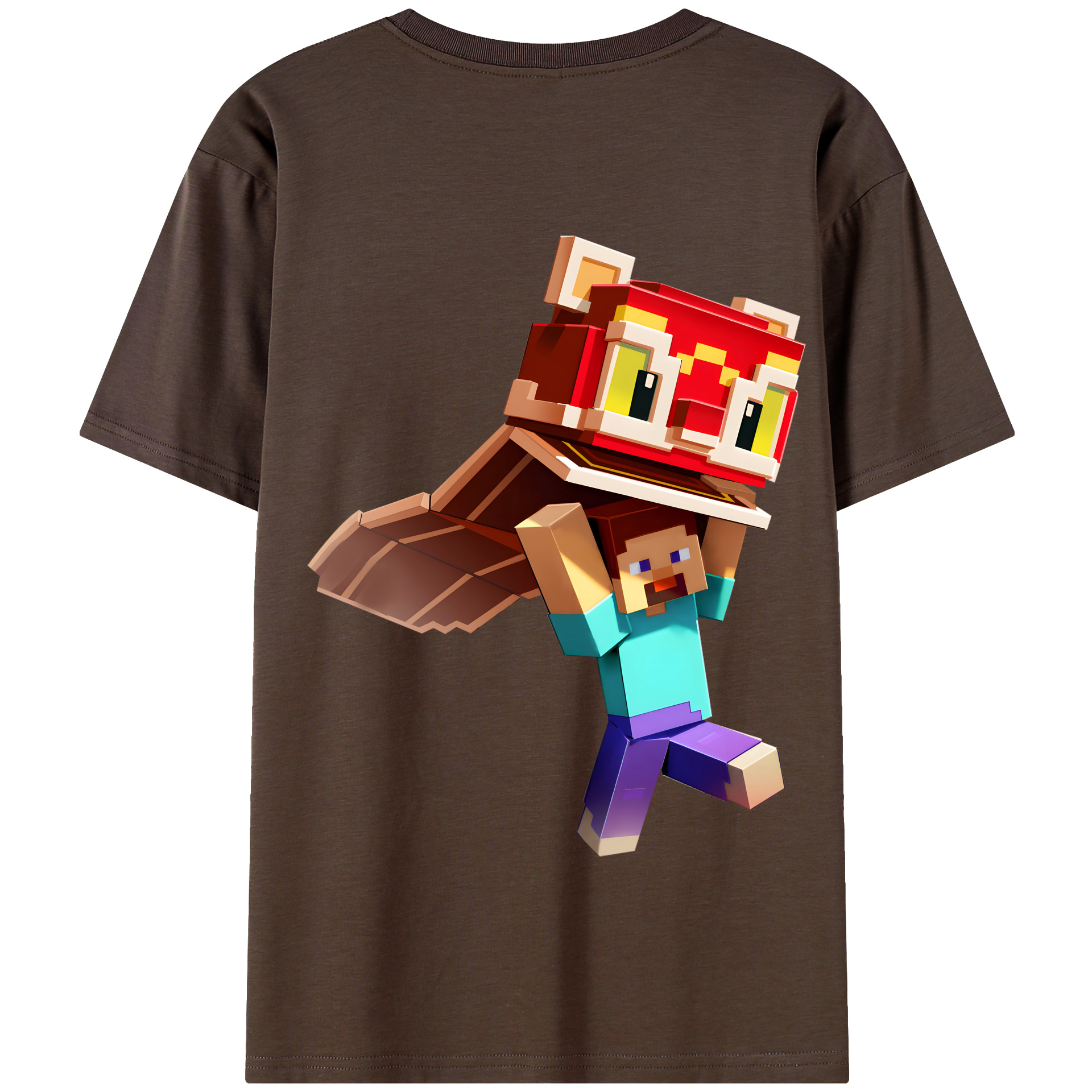 （画像用） マインクラフト ブロックの世界 Minecraft MC Block world 綿100％半袖Tシャツ（背面プリント）