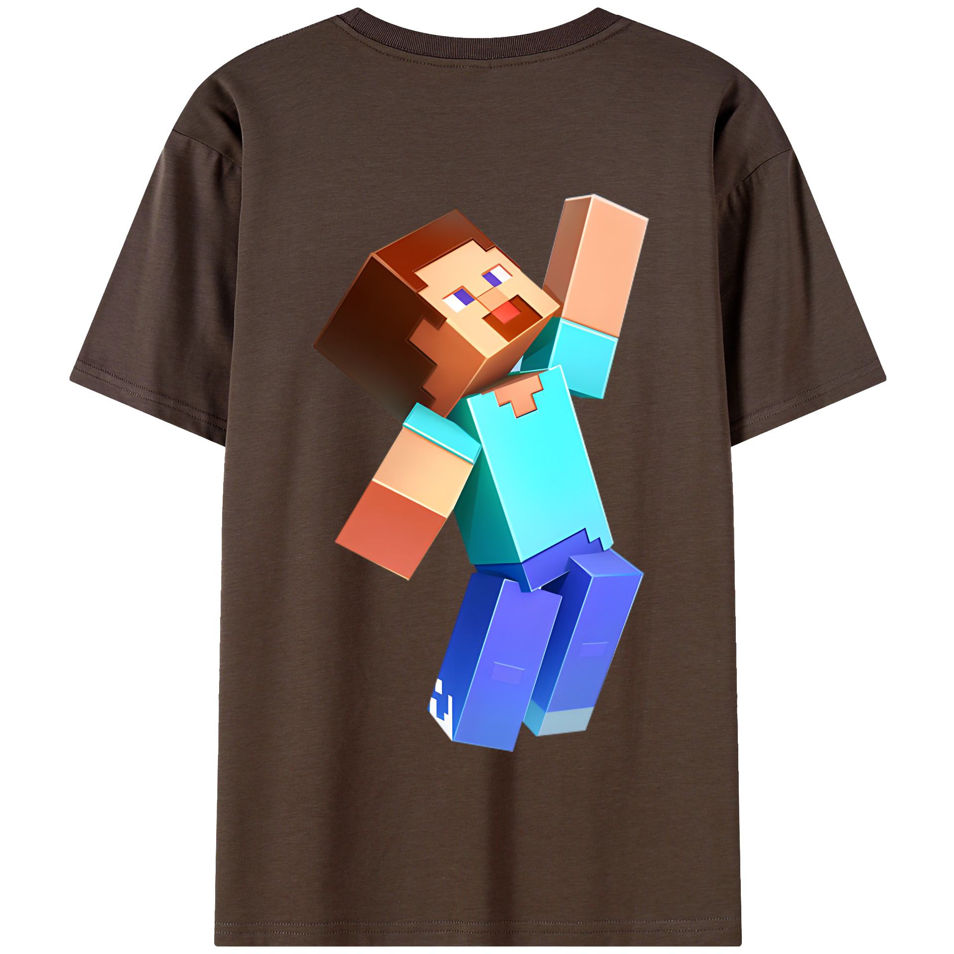 （画像用） マインクラフト ブロックの世界 Minecraft MC Block world 綿100％半袖Tシャツ（背面プリント）