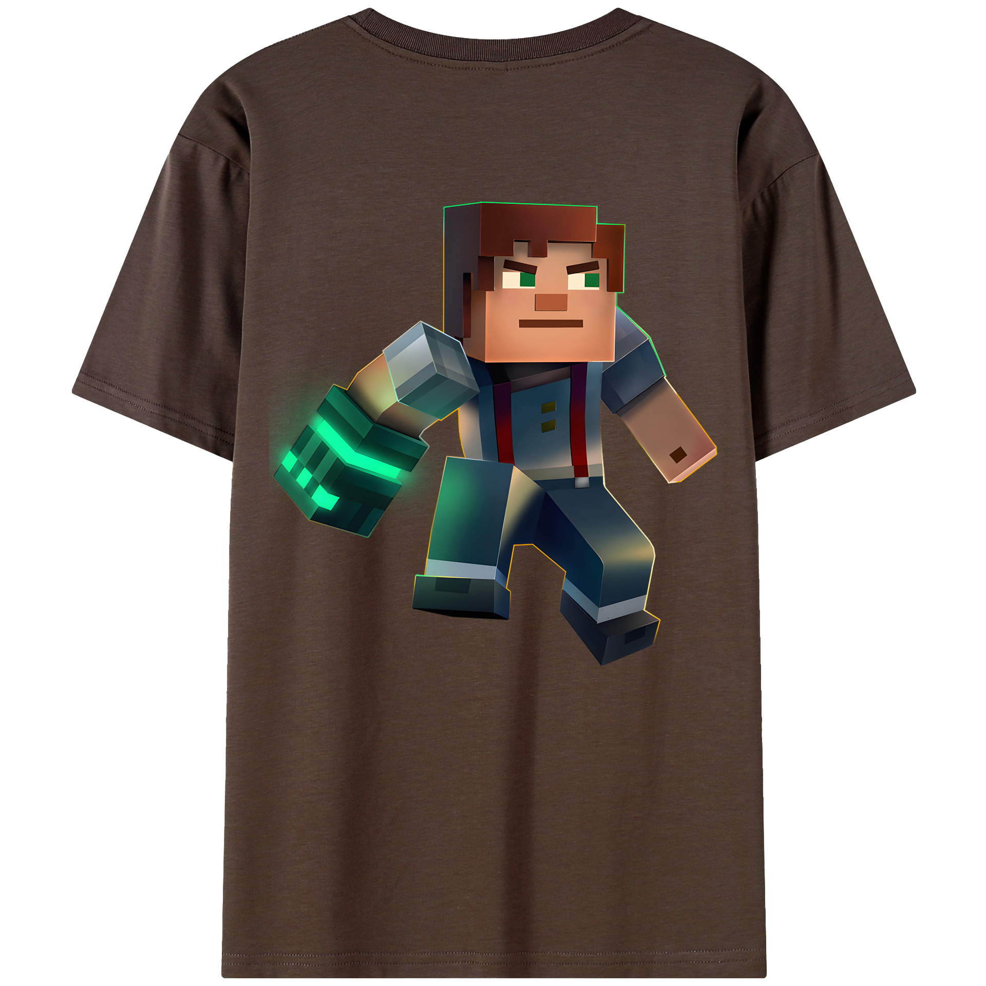 （画像用） マインクラフト ブロックの世界 Minecraft MC Block world 綿100％半袖Tシャツ（背面プリント）