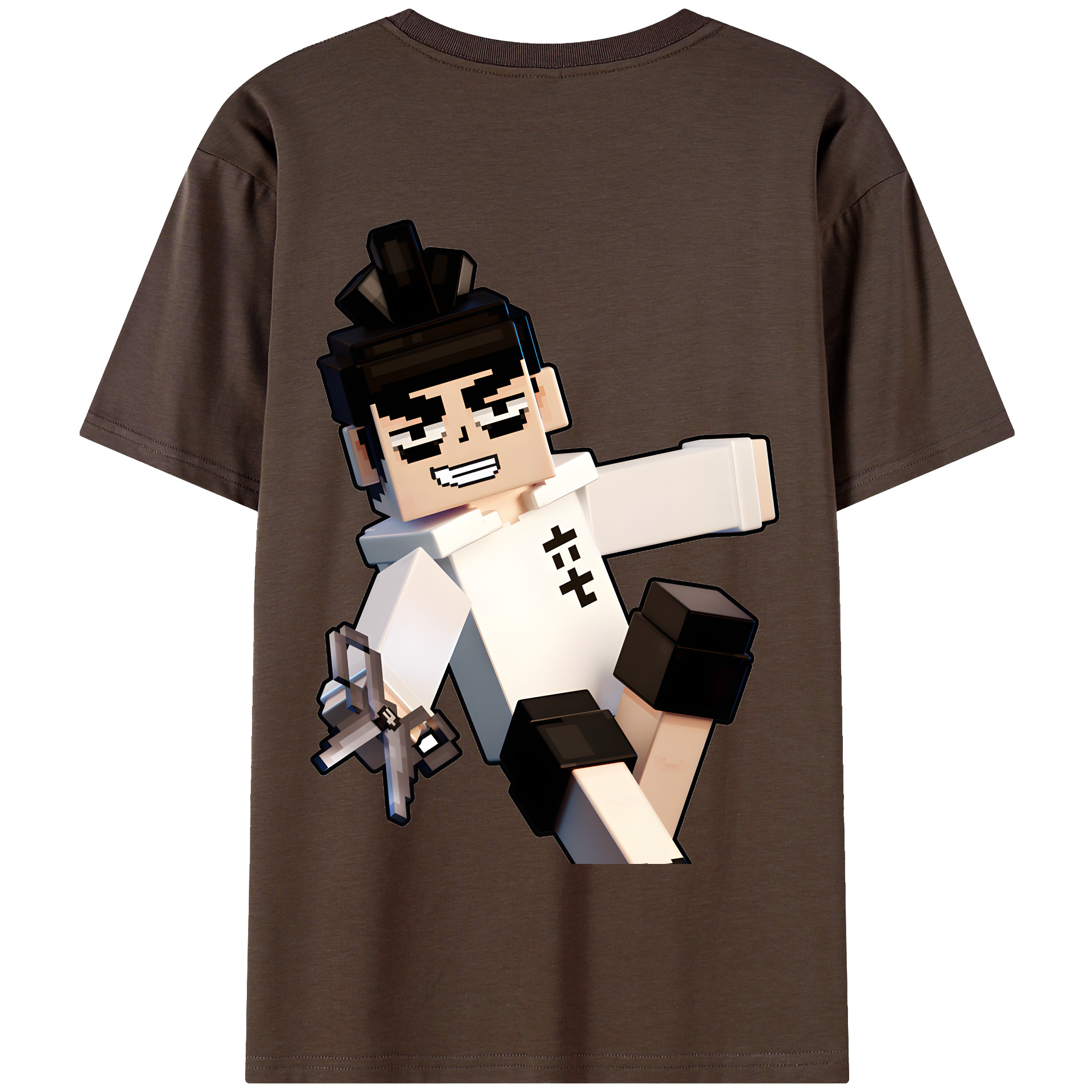 （画像用） マインクラフト ブロックの世界 Minecraft MC Block world 綿100％半袖Tシャツ（背面プリント）