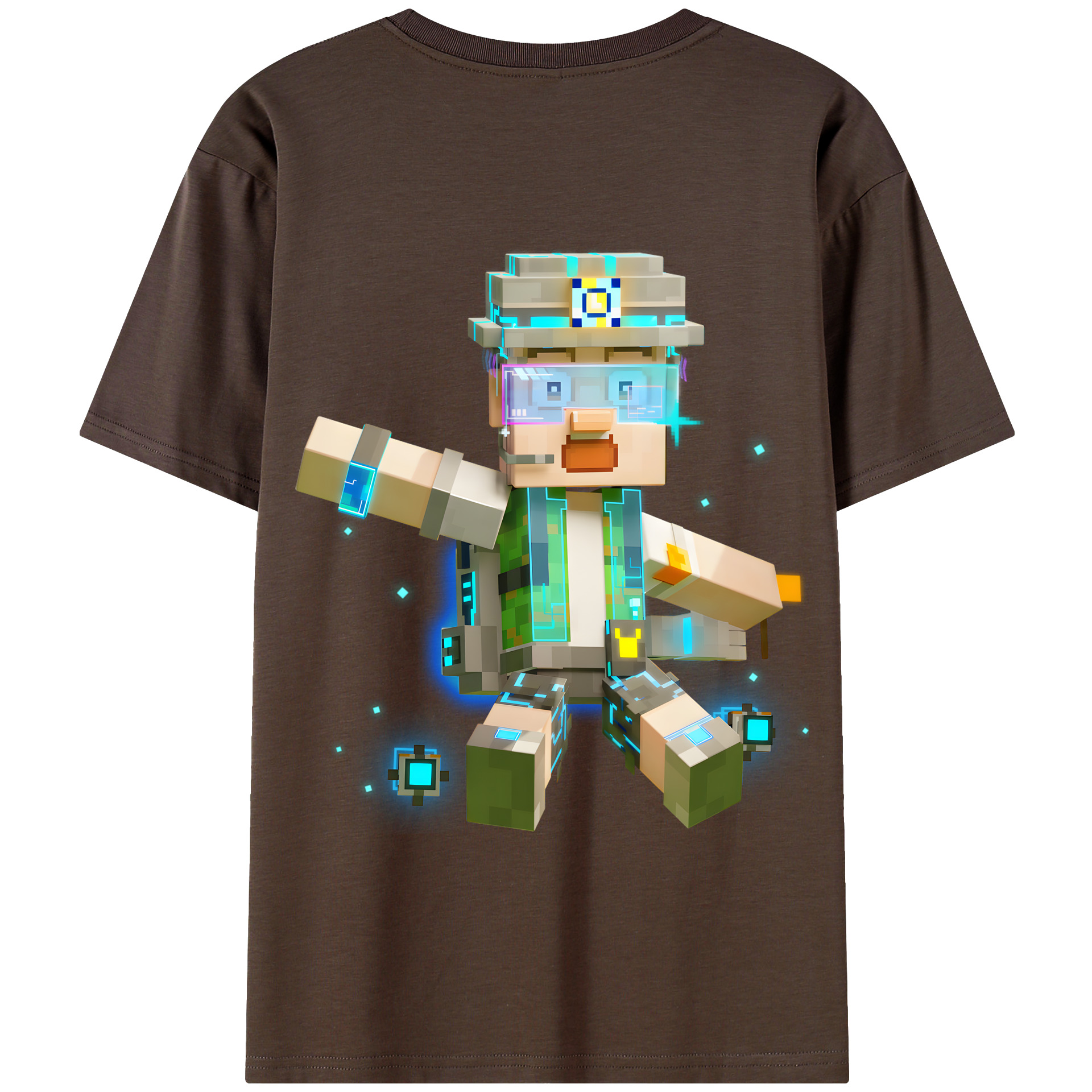 （画像用） マインクラフト ブロックの世界 Minecraft MC Block world 綿100％半袖Tシャツ（背面プリント）