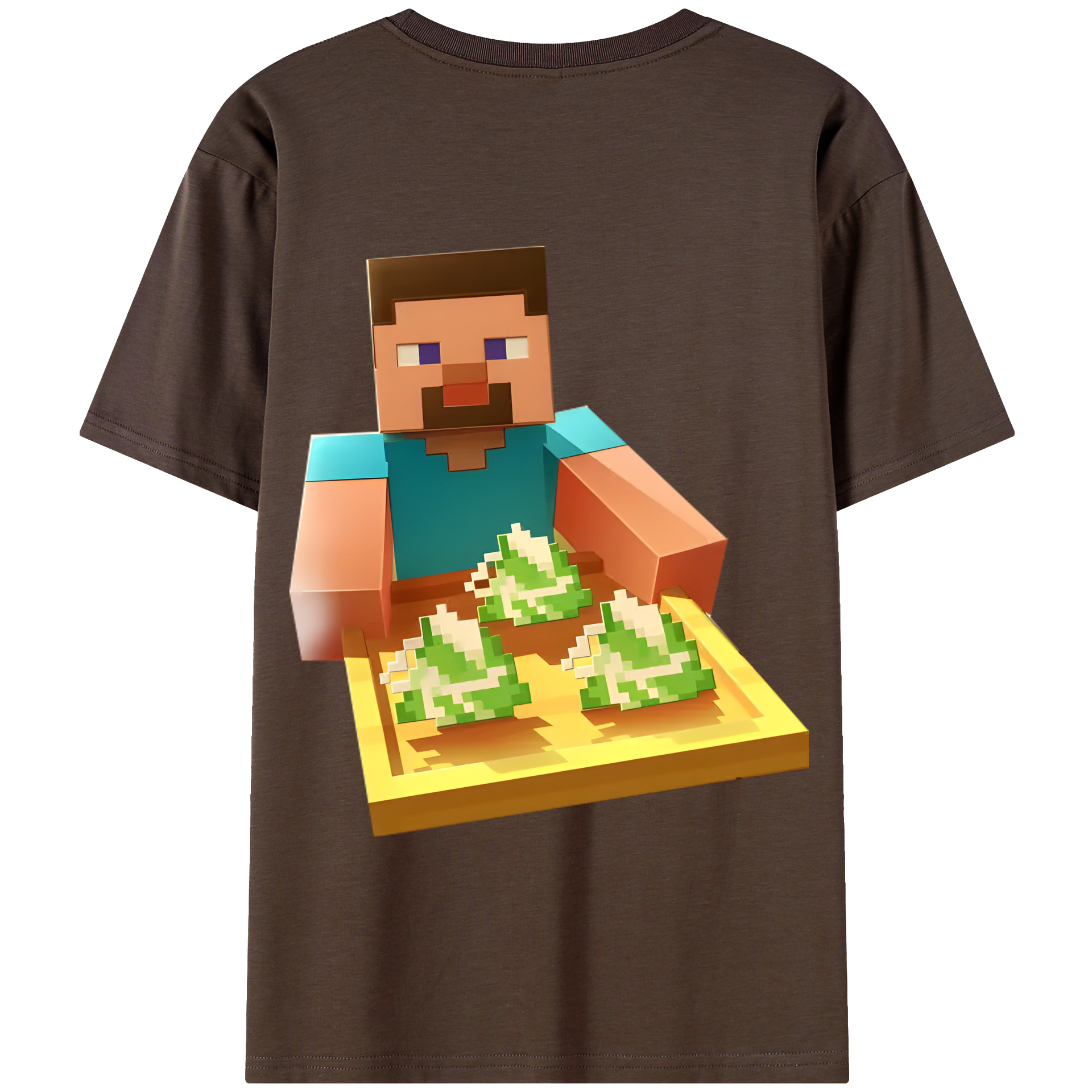 （画像用） マインクラフト ブロックの世界 Minecraft MC Block world 綿100％半袖Tシャツ（背面プリント）