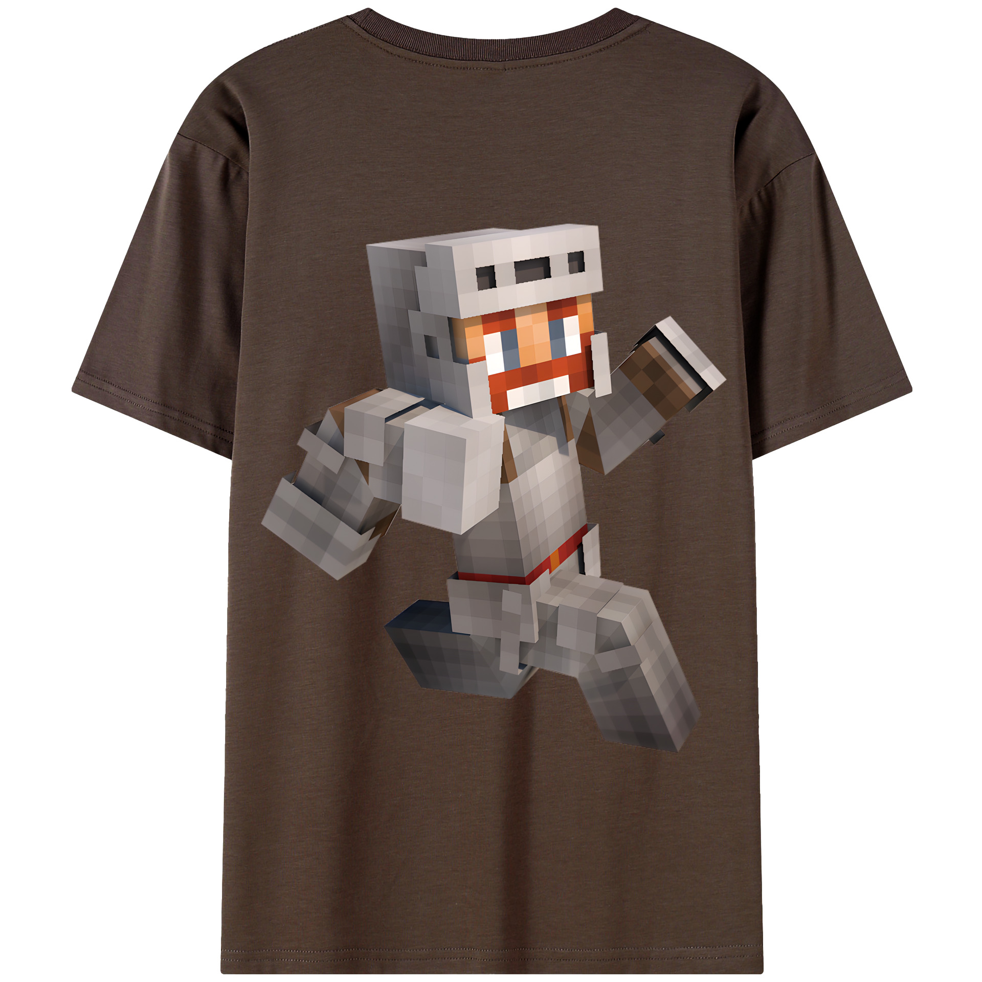 （画像用） マインクラフト ブロックの世界 Minecraft MC Block world 綿100％半袖Tシャツ（背面プリント）