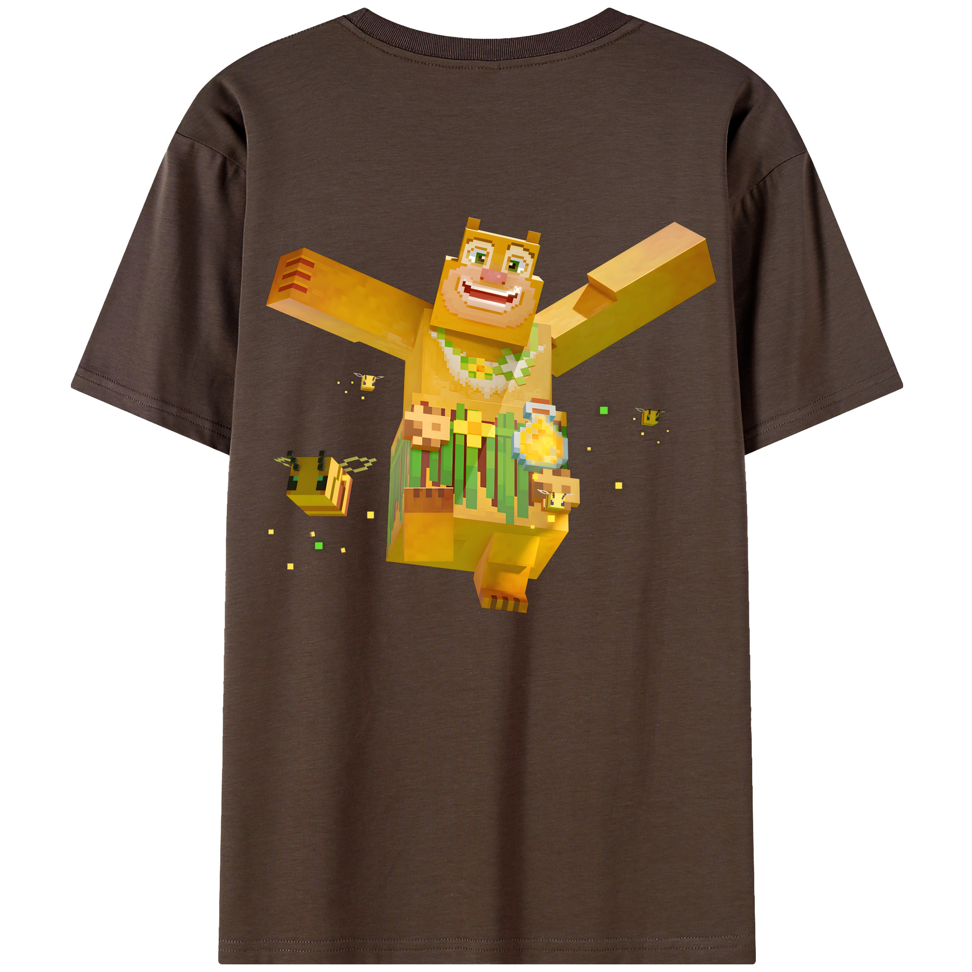 （画像用） マインクラフト ブロックの世界 Minecraft MC Block world 綿100％半袖Tシャツ（背面プリント）