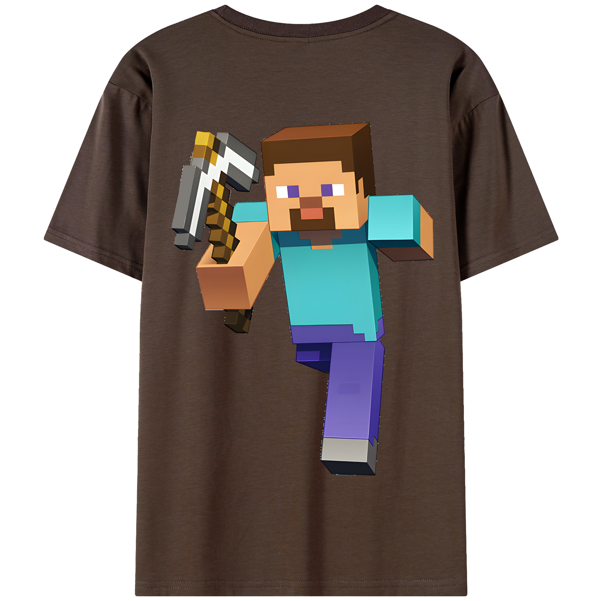 （画像用） マインクラフト ブロックの世界 Minecraft MC Block world 綿100％半袖Tシャツ（背面プリント）