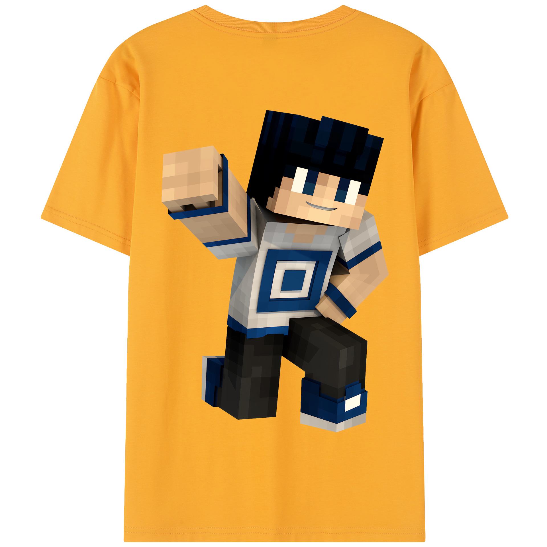 （画像用） マインクラフト ブロックの世界 Minecraft MC Block world 綿100％半袖Tシャツ（背面プリント）