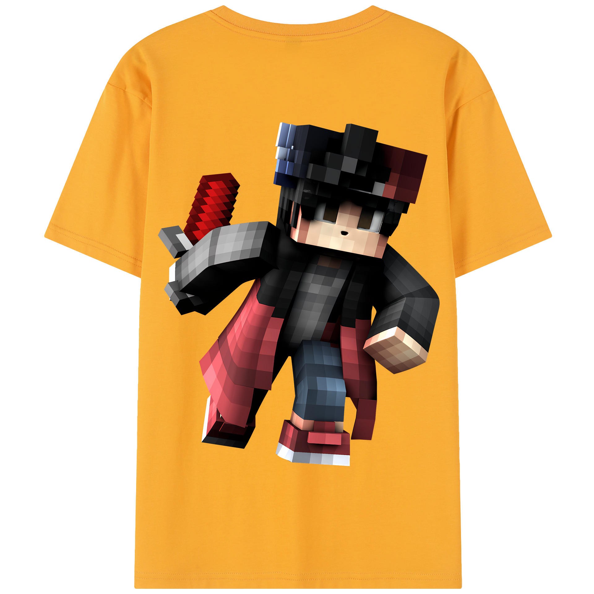 （画像用） マインクラフト ブロックの世界 Minecraft MC Block world 綿100％半袖Tシャツ（背面プリント）