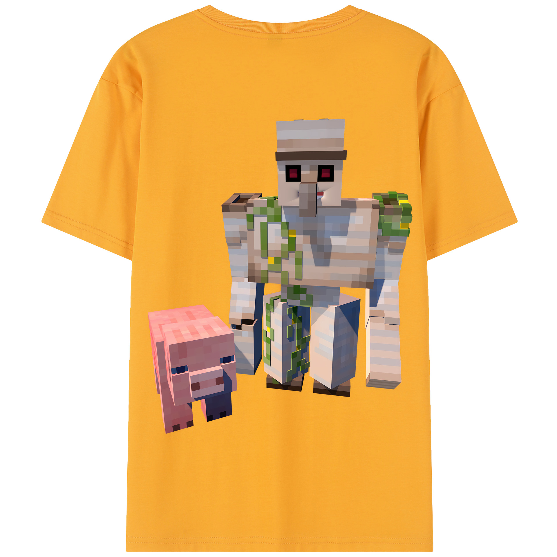 （画像用） マインクラフト ブロックの世界 Minecraft MC Block world 綿100％半袖Tシャツ（背面プリント）