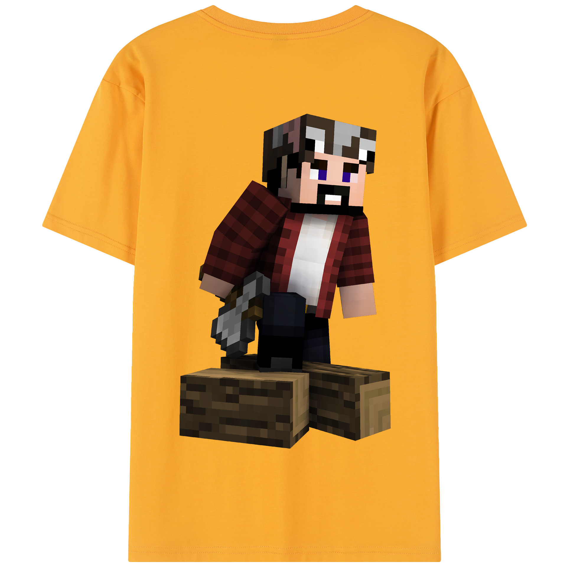（画像用） マインクラフト ブロックの世界 Minecraft MC Block world 綿100％半袖Tシャツ（背面プリント）