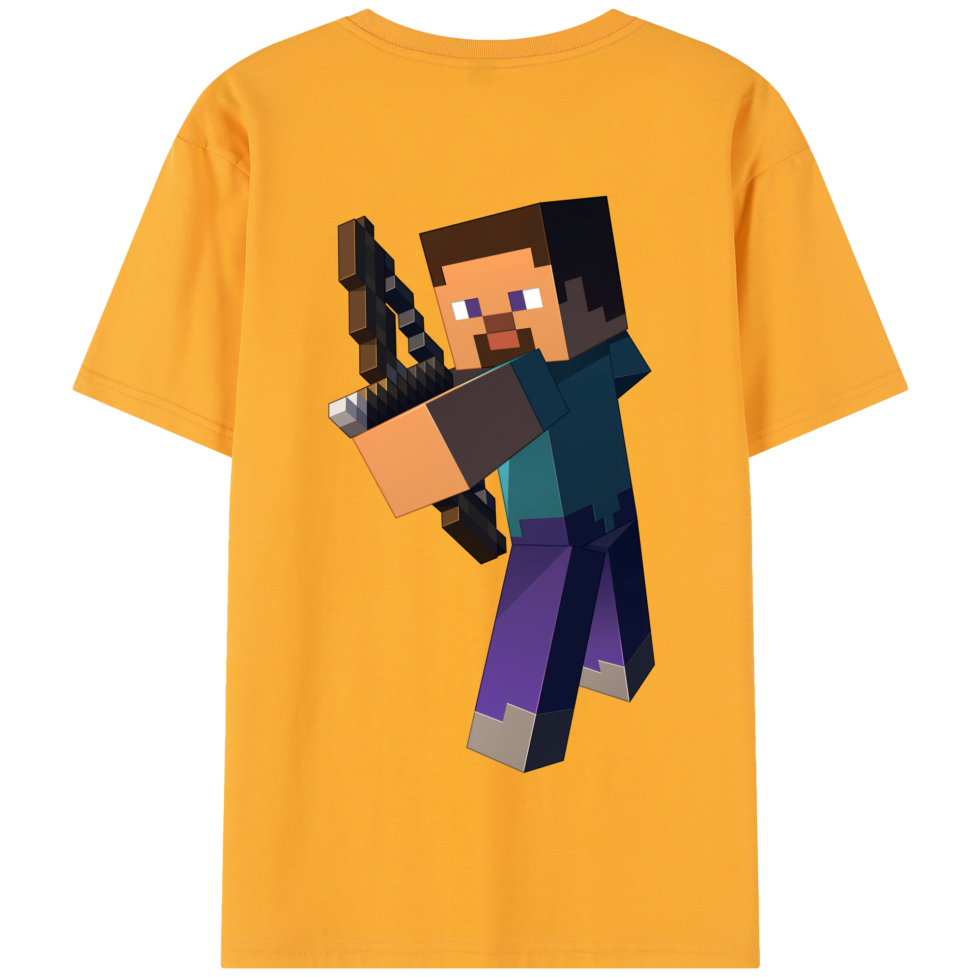 （画像用） マインクラフト ブロックの世界 Minecraft MC Block world 綿100％半袖Tシャツ（背面プリント）