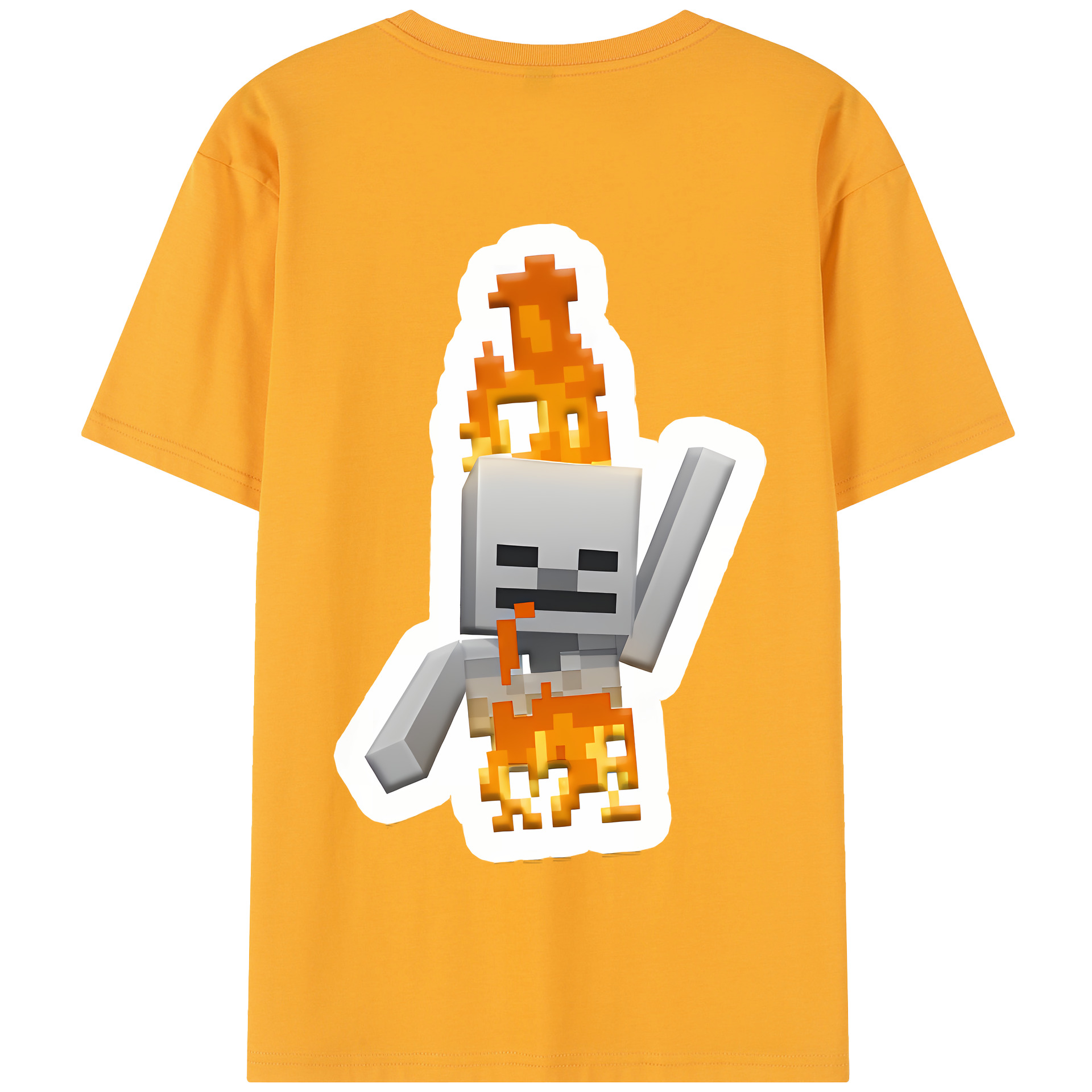 （画像用） マインクラフト ブロックの世界 Minecraft MC Block world 綿100％半袖Tシャツ（背面プリント）