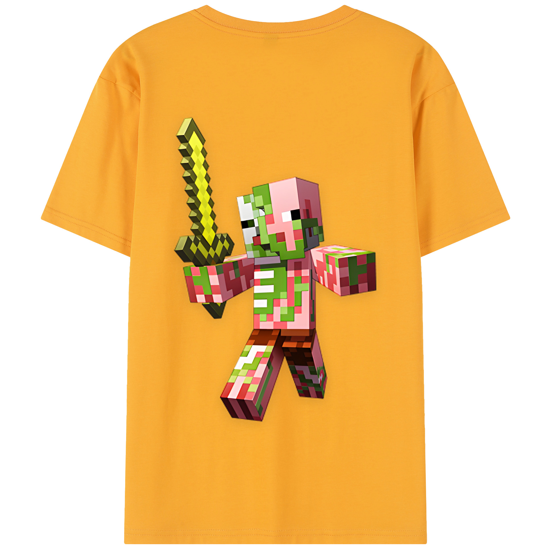 （画像用） マインクラフト ブロックの世界 Minecraft MC Block world 綿100％半袖Tシャツ（背面プリント）