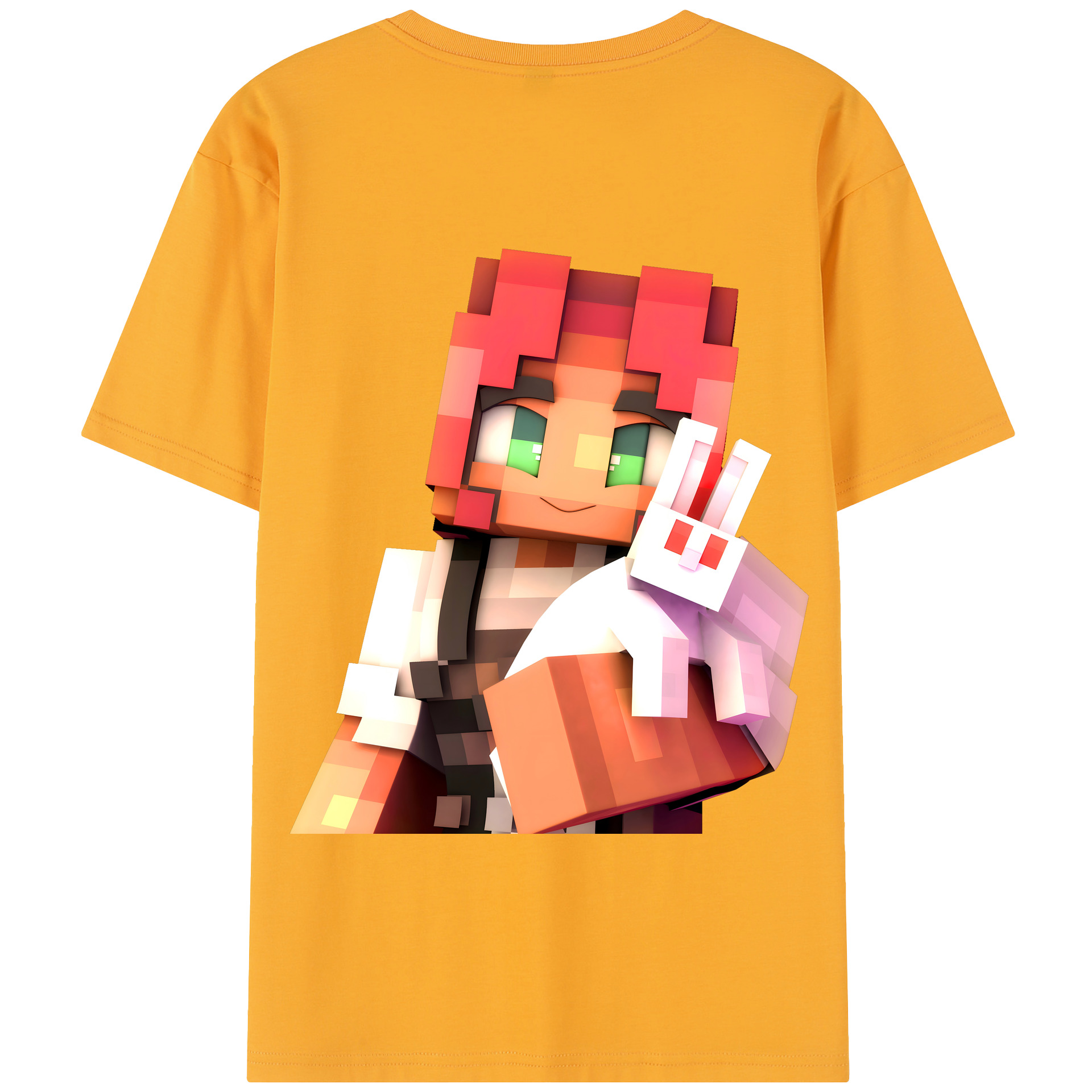 （画像用） マインクラフト ブロックの世界 Minecraft MC Block world 綿100％半袖Tシャツ（背面プリント）