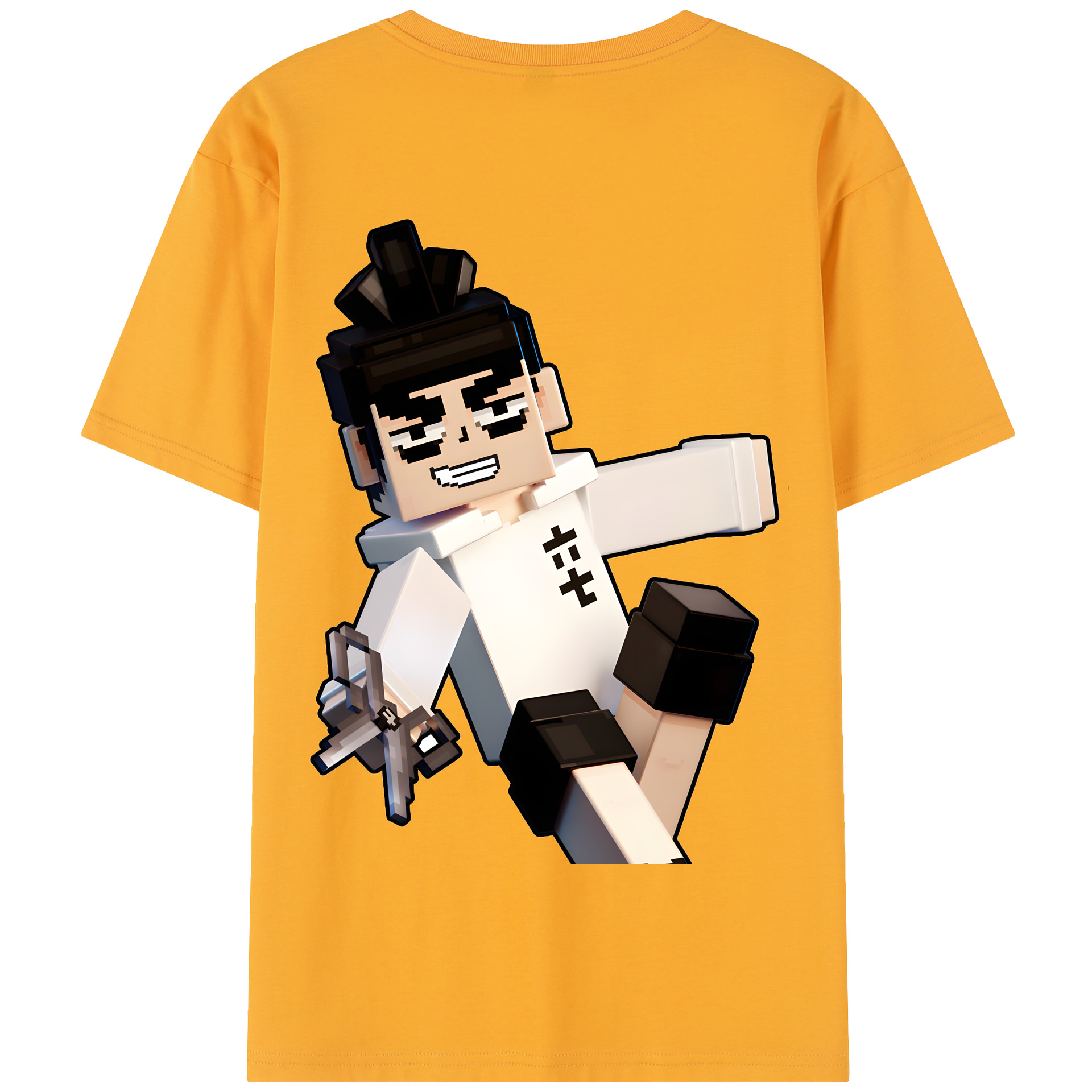 （画像用） マインクラフト ブロックの世界 Minecraft MC Block world 綿100％半袖Tシャツ（背面プリント）