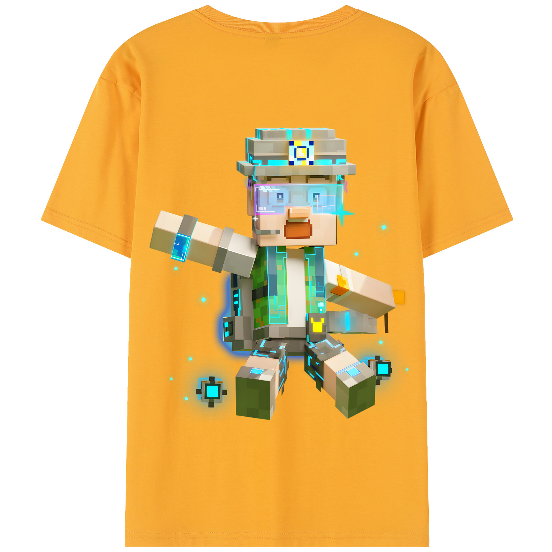 （画像用） マインクラフト ブロックの世界 Minecraft MC Block world 綿100％半袖Tシャツ（背面プリント）