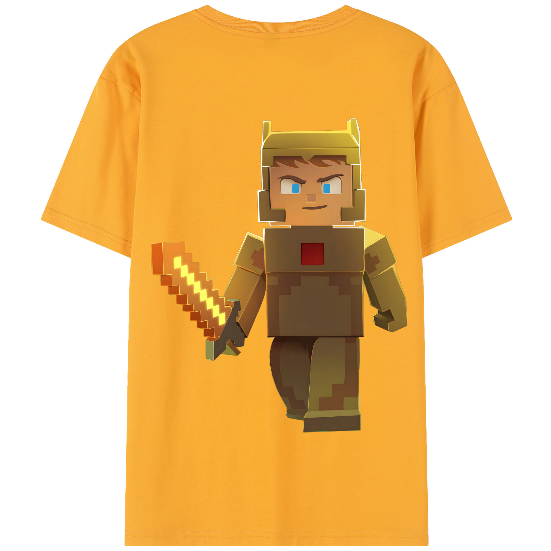 （画像用） マインクラフト ブロックの世界 Minecraft MC Block world 綿100％半袖Tシャツ（背面プリント）
