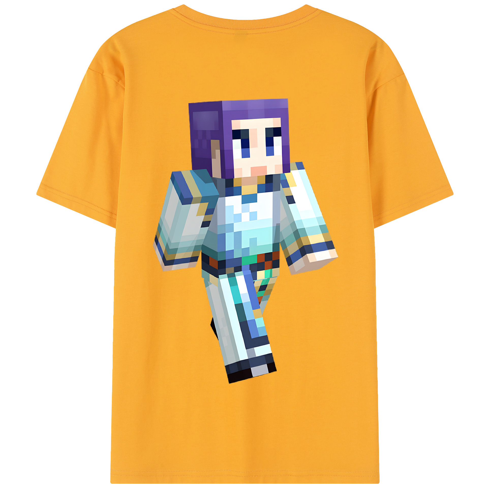 （画像用） マインクラフト ブロックの世界 Minecraft MC Block world 綿100％半袖Tシャツ（背面プリント）