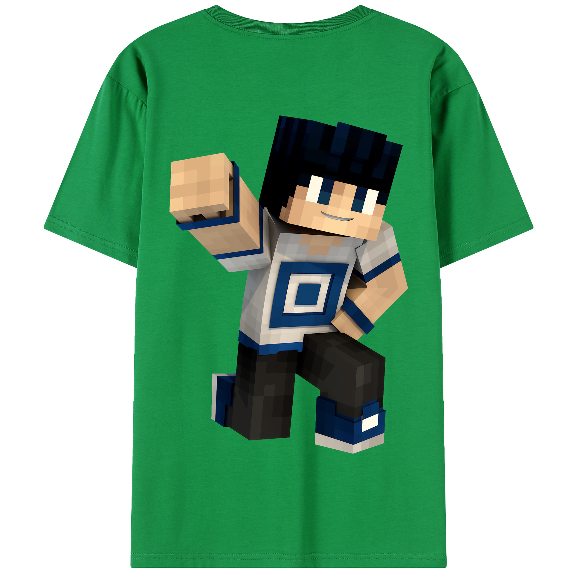 （画像用） マインクラフト ブロックの世界 Minecraft MC Block world 綿100％半袖Tシャツ（背面プリント）