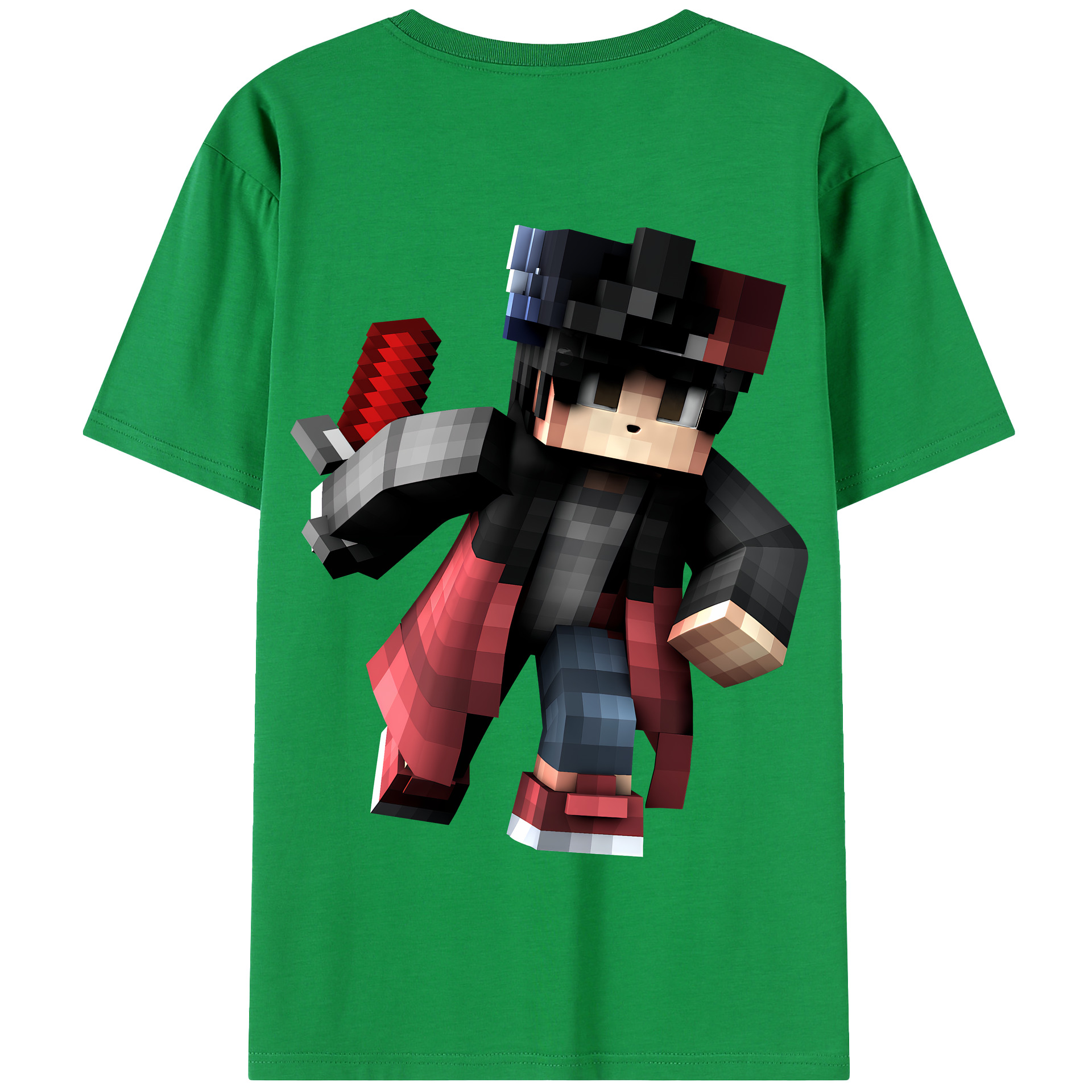 （画像用） マインクラフト ブロックの世界 Minecraft MC Block world 綿100％半袖Tシャツ（背面プリント）