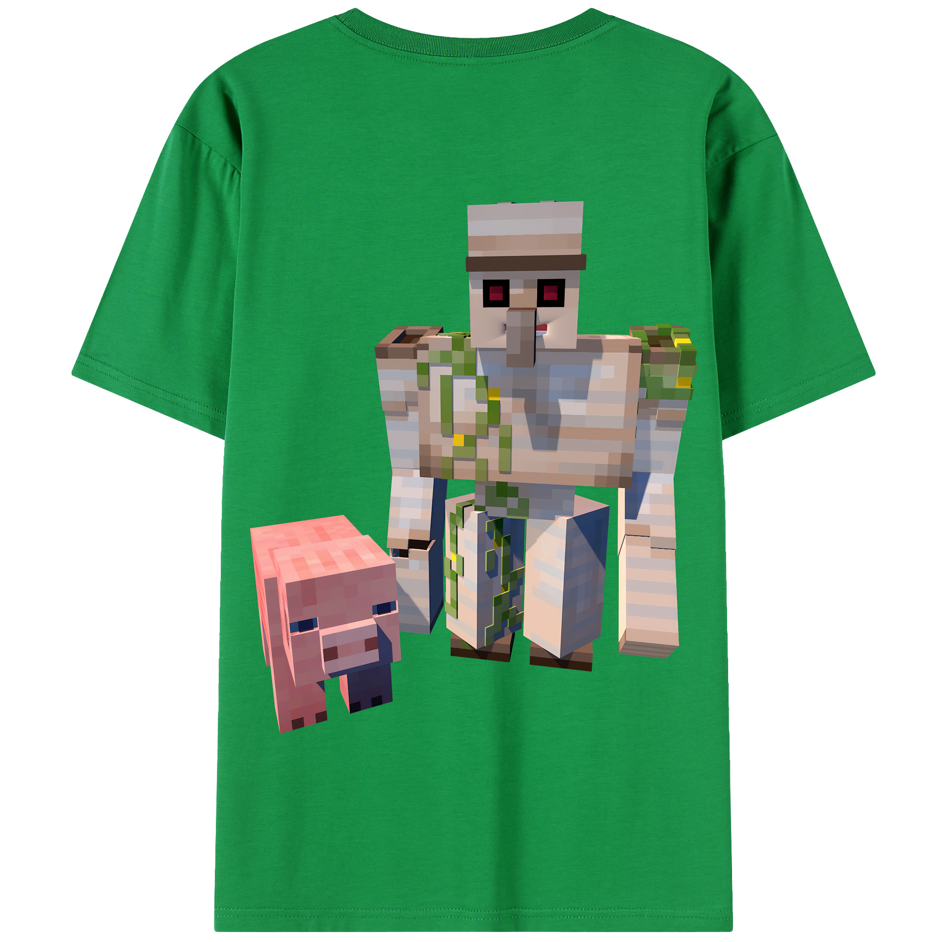 （画像用） マインクラフト ブロックの世界 Minecraft MC Block world 綿100％半袖Tシャツ（背面プリント）