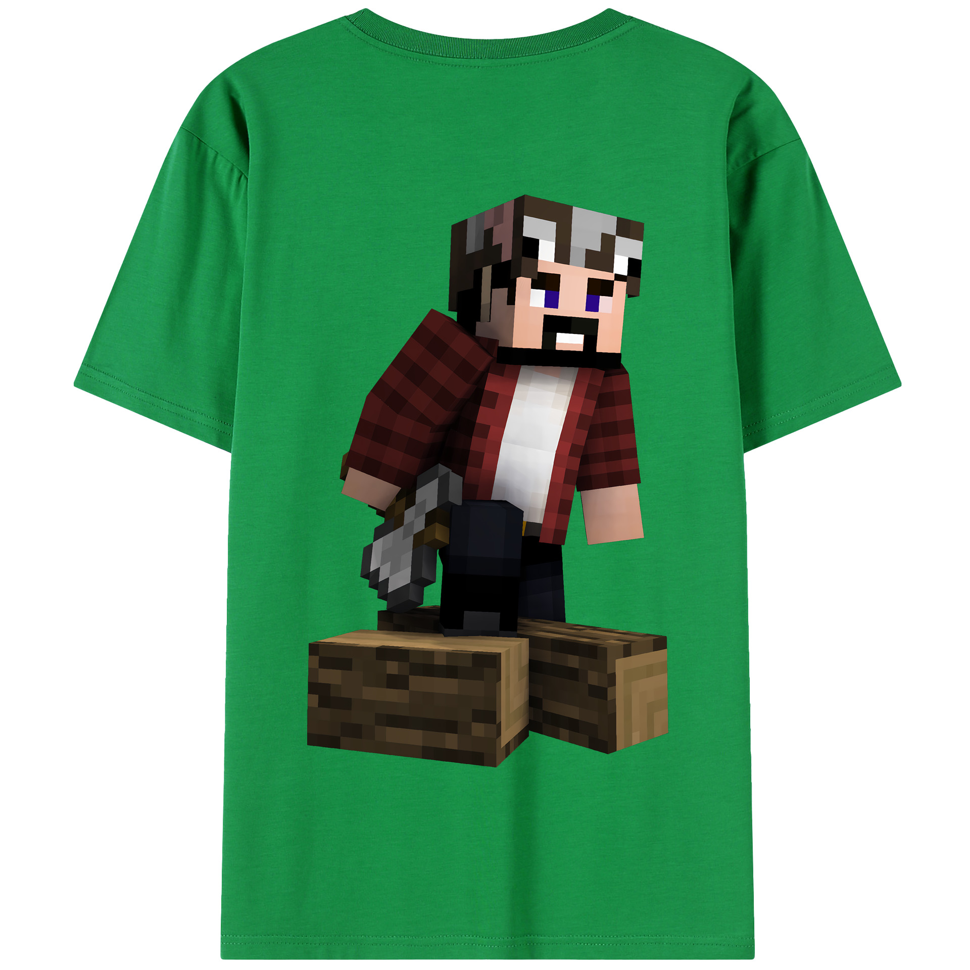 （画像用） マインクラフト ブロックの世界 Minecraft MC Block world 綿100％半袖Tシャツ（背面プリント）