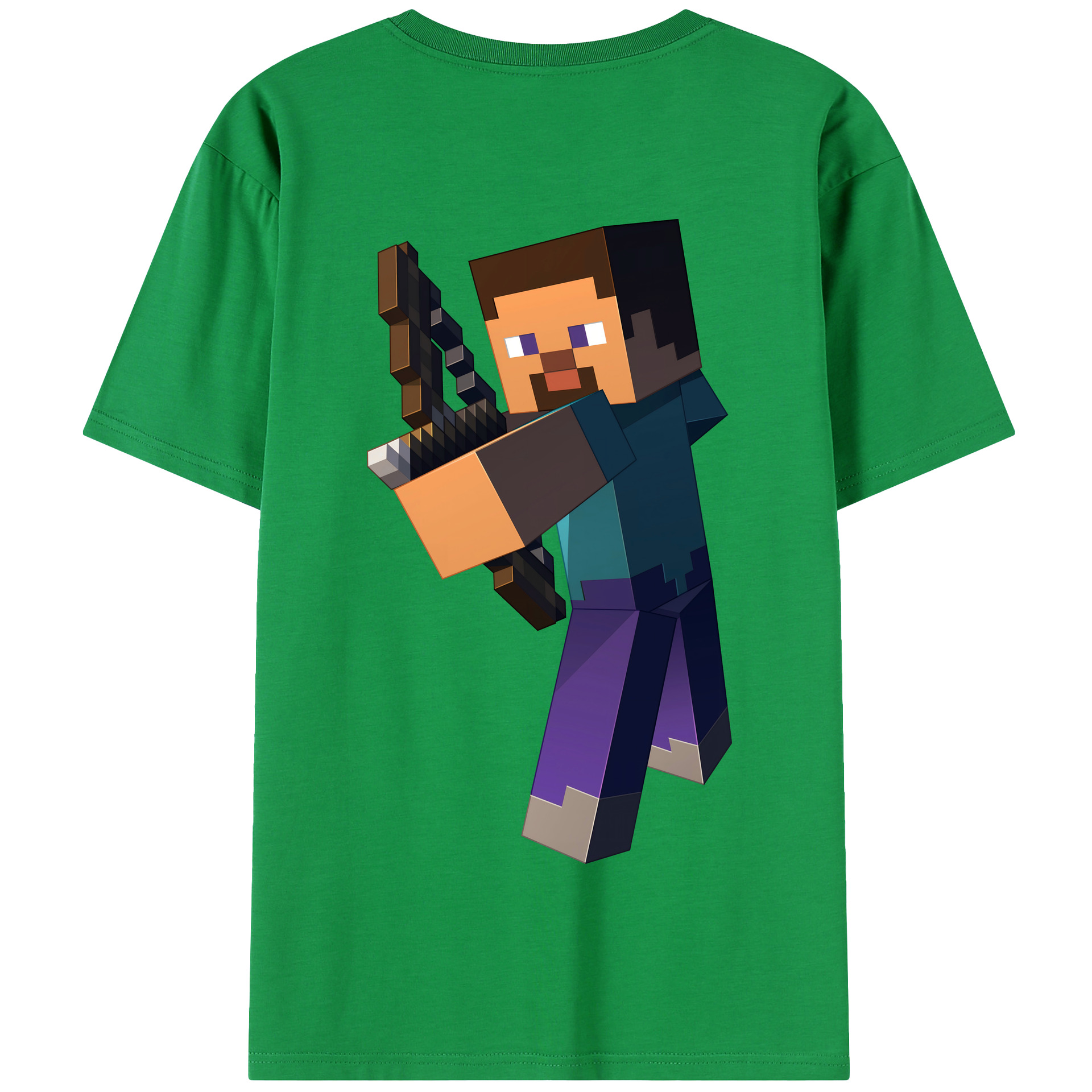 （画像用） マインクラフト ブロックの世界 Minecraft MC Block world 綿100％半袖Tシャツ（背面プリント）