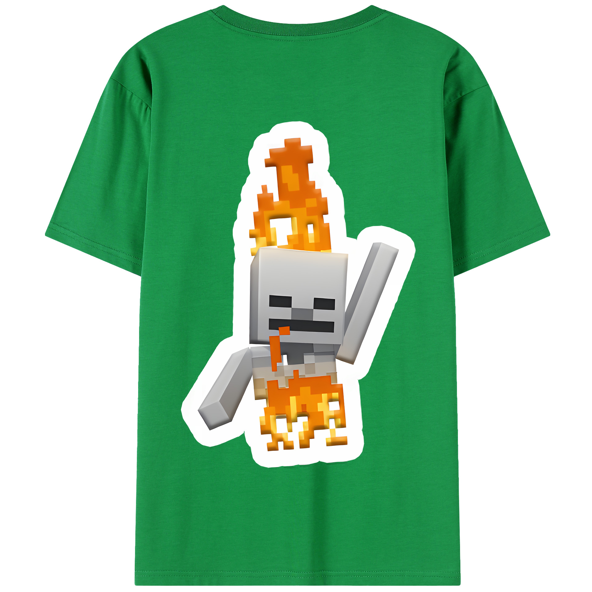 （画像用） マインクラフト ブロックの世界 Minecraft MC Block world 綿100％半袖Tシャツ（背面プリント）