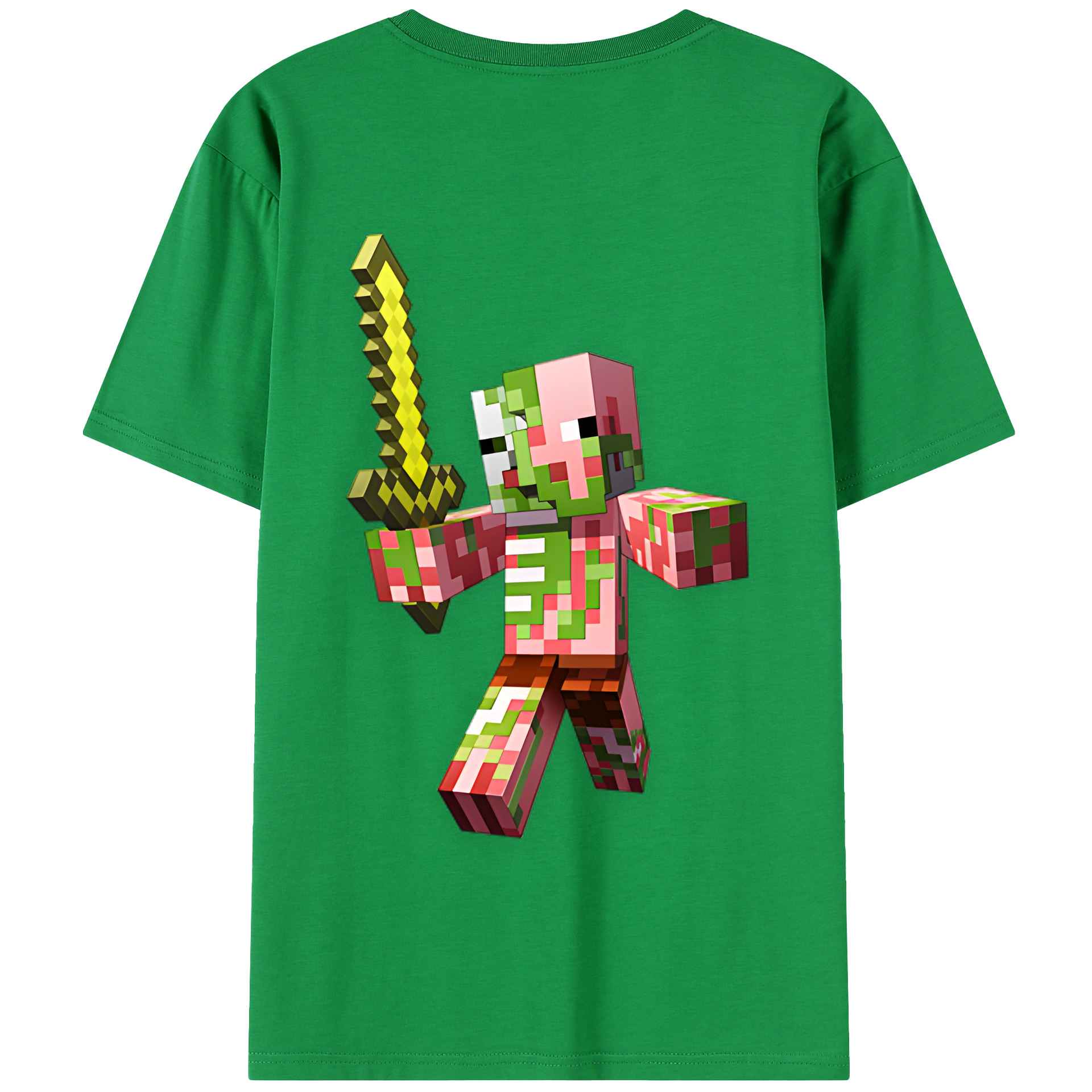（画像用） マインクラフト ブロックの世界 Minecraft MC Block world 綿100％半袖Tシャツ（背面プリント）