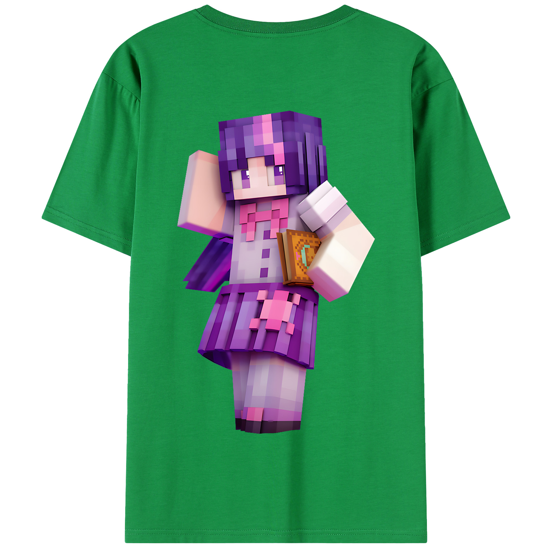 （画像用） マインクラフト ブロックの世界 Minecraft MC Block world 綿100％半袖Tシャツ（背面プリント）