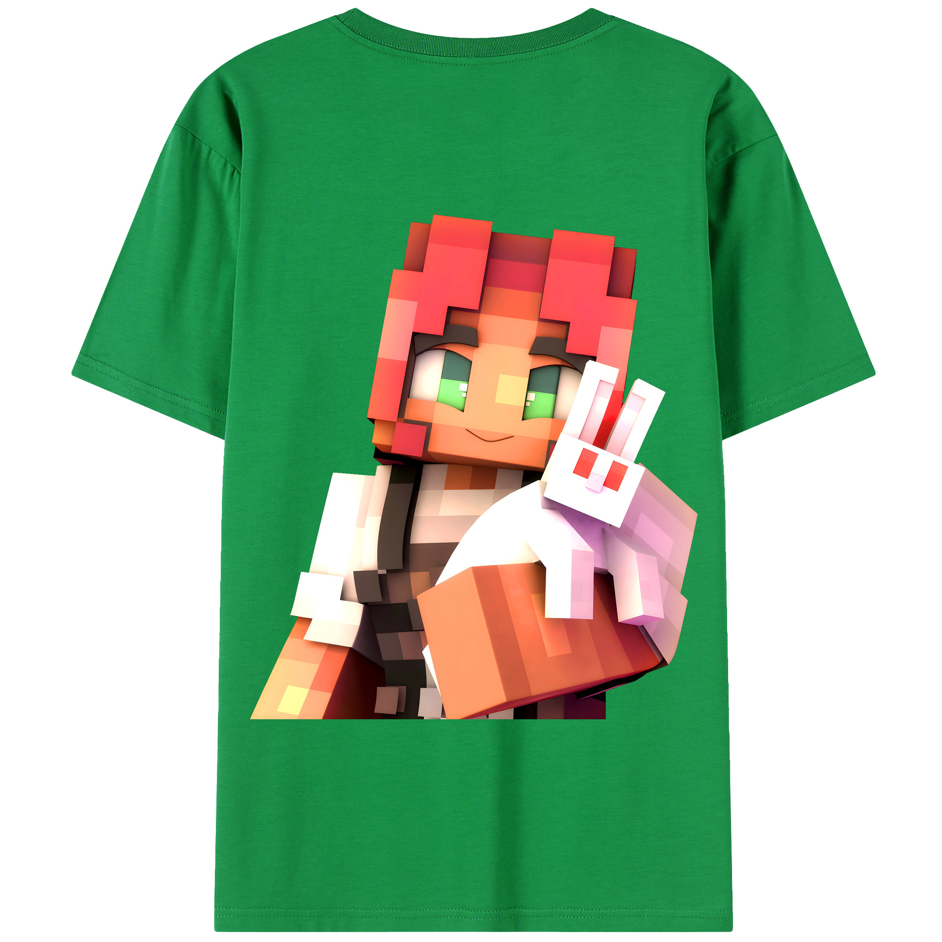 （画像用） マインクラフト ブロックの世界 Minecraft MC Block world 綿100％半袖Tシャツ（背面プリント）