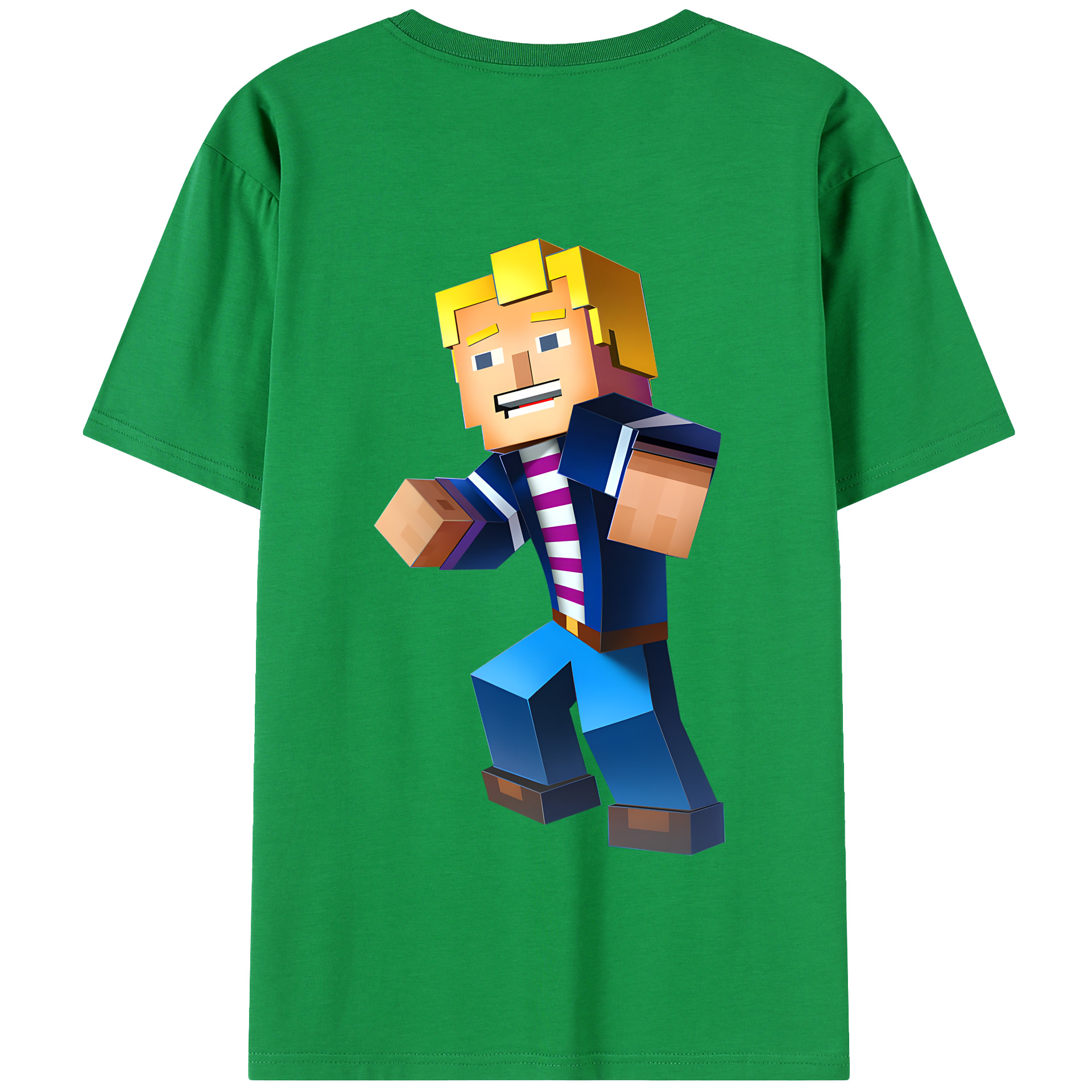 （画像用） マインクラフト ブロックの世界 Minecraft MC Block world 綿100％半袖Tシャツ（背面プリント）