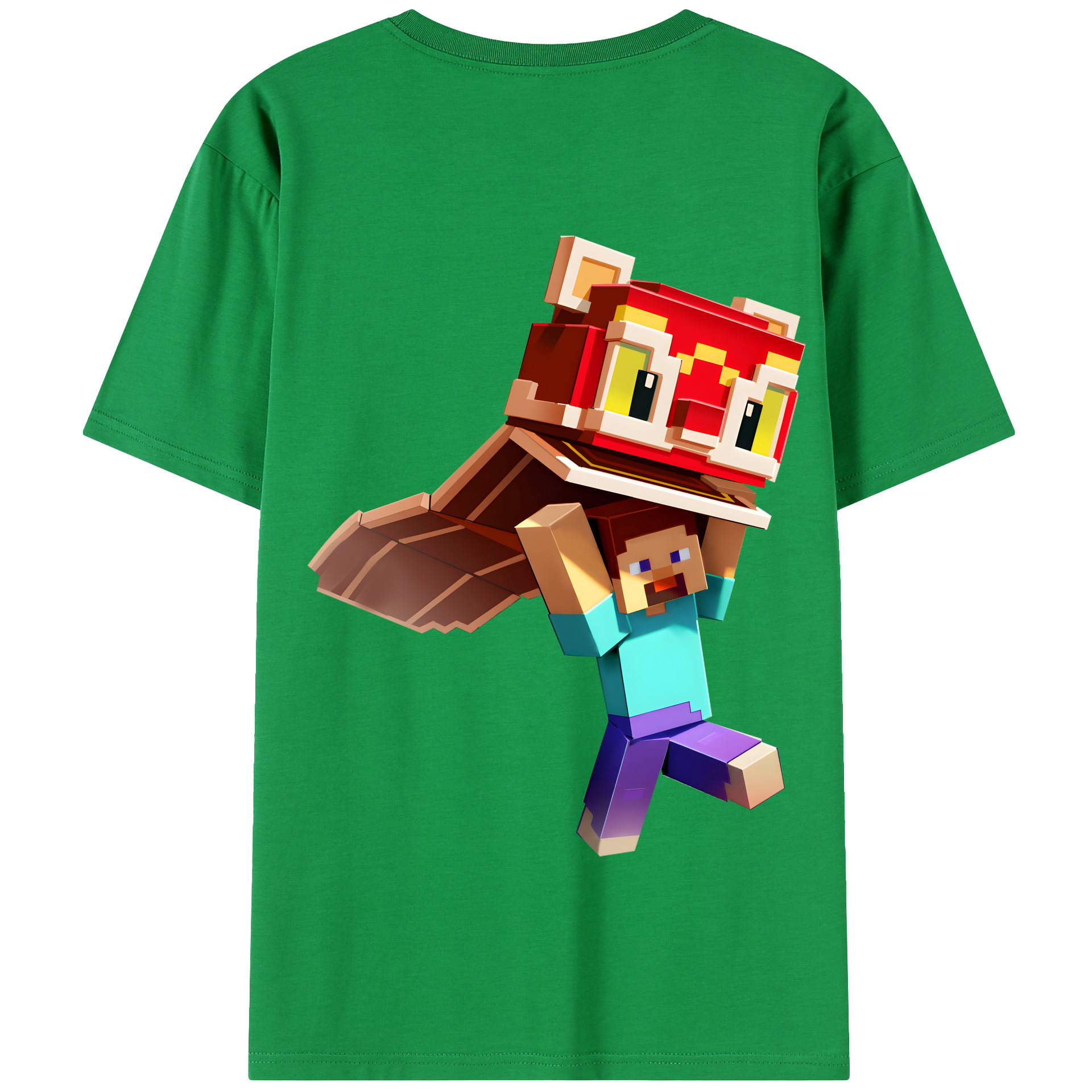（画像用） マインクラフト ブロックの世界 Minecraft MC Block world 綿100％半袖Tシャツ（背面プリント）