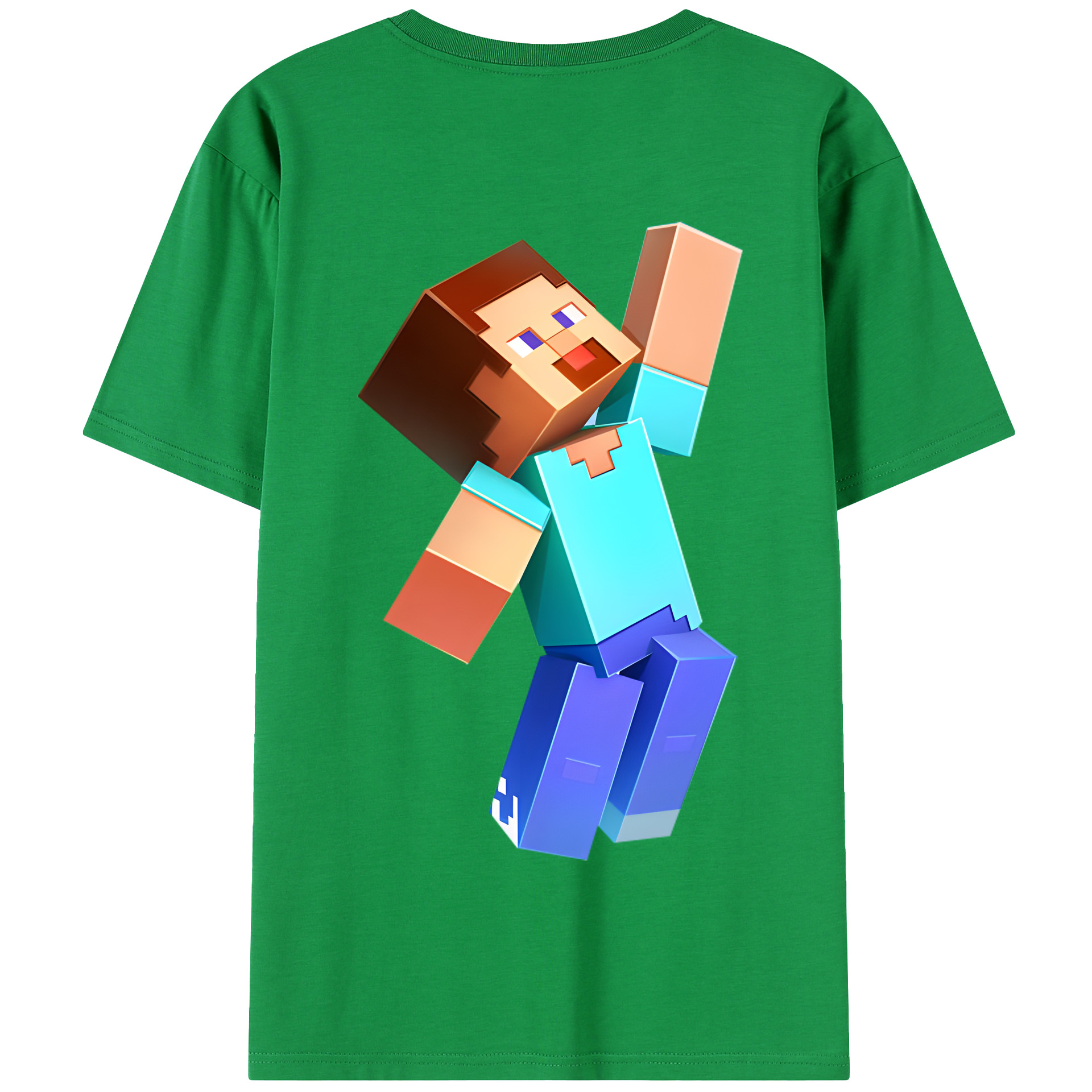（画像用） マインクラフト ブロックの世界 Minecraft MC Block world 綿100％半袖Tシャツ（背面プリント）